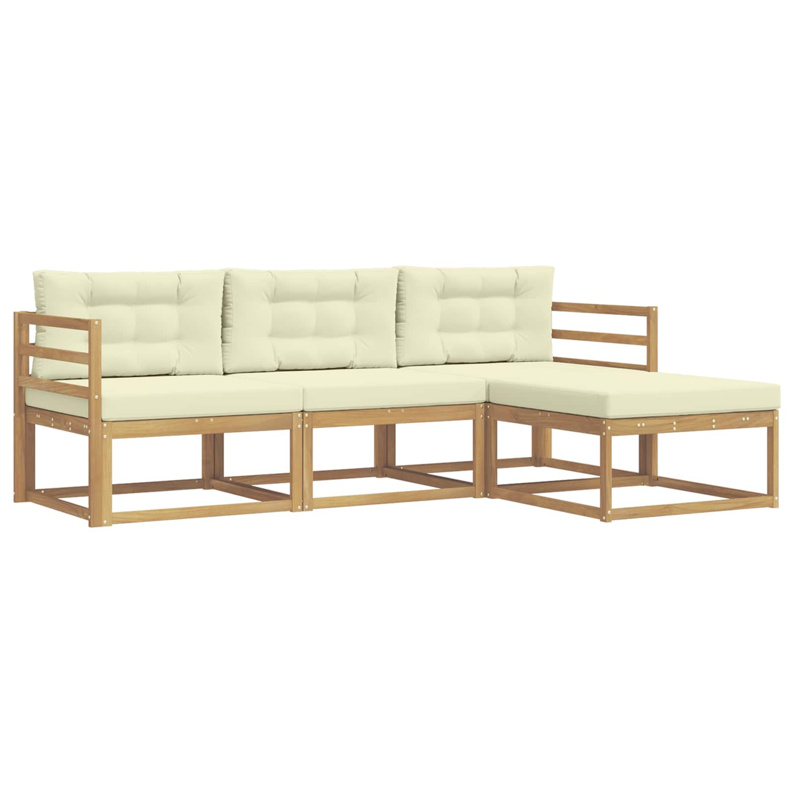 Set vanjskih sofa s jastukom 4 pcs Bijela i krem Poliester