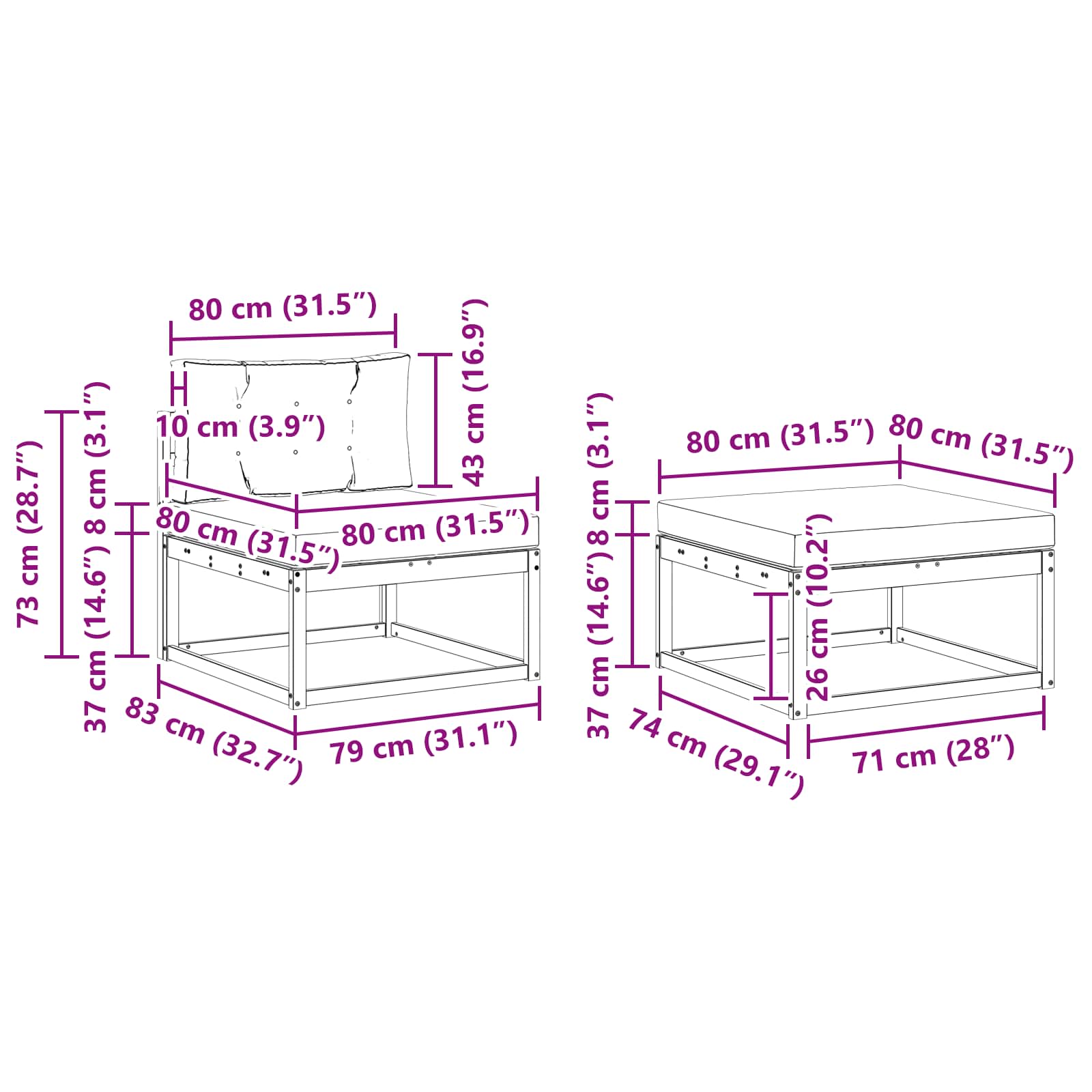 Set vanjskih sofa s jastukom 4 pcs Bijela i krem Poliester
