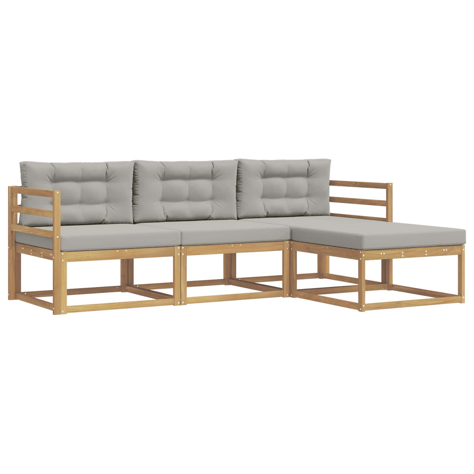Set vanjskih sofa 4 pcs Bijela i svjetlosiva Poliester