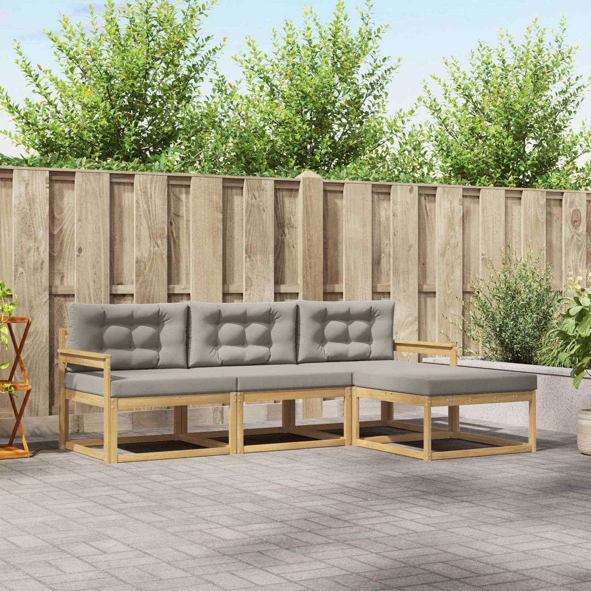 Set vanjskih sofa 4 kom. Bijela i svjetlosiva Poliester Smeđa 249,5 x 162,5 x 73 cm