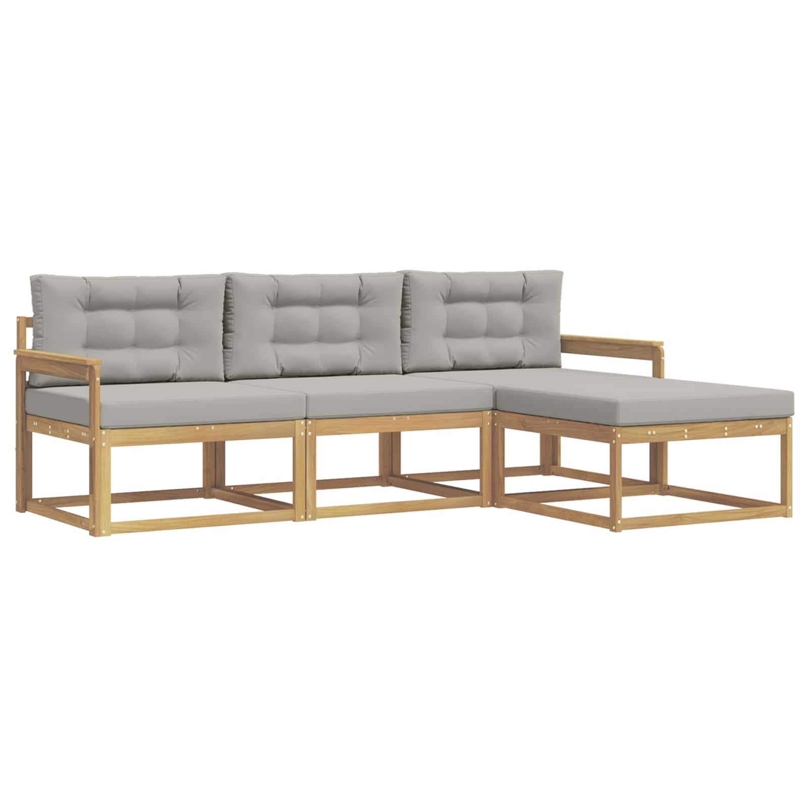 Set vanjskih sofa 4 pcs Bijela i svjetlosiva Poliester