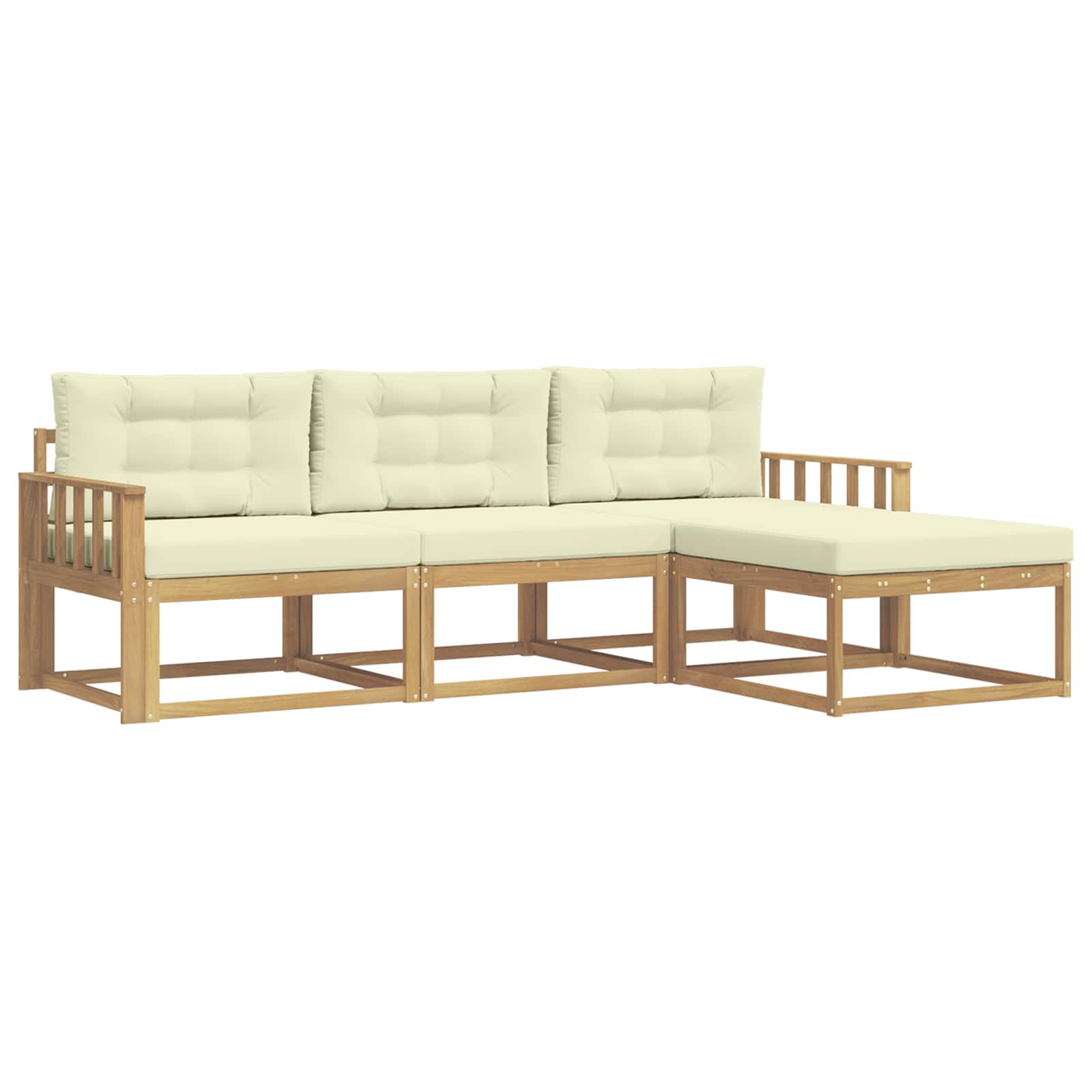 Set vanjskih sofa s jastukom 4 pcs Bijela i krem Poliester