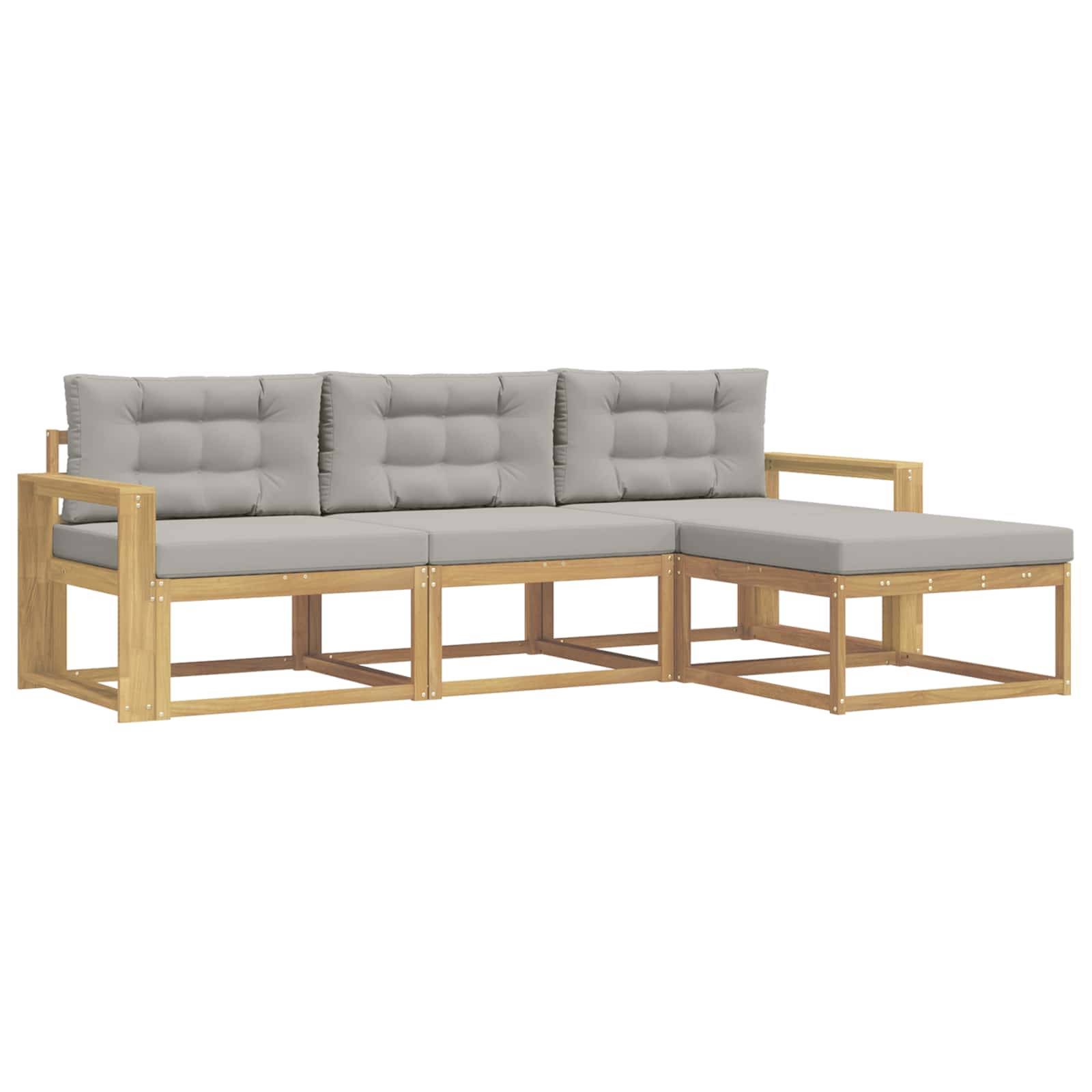 Set vanjskih sofa 4 pcs Bijela i svjetlosiva Poliester