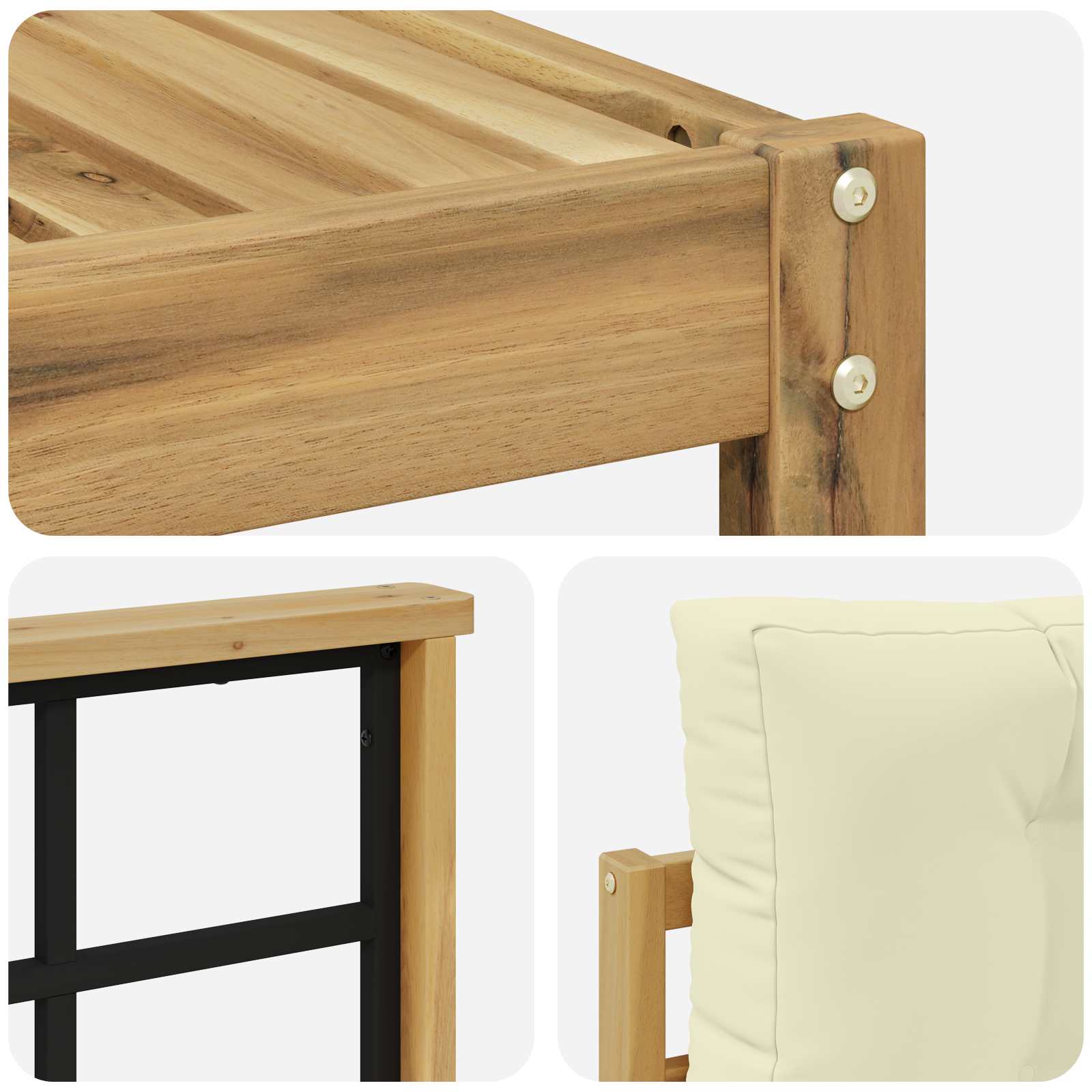 Set vanjskih sofa s jastukom 4 pcs Bijela i krem Poliester