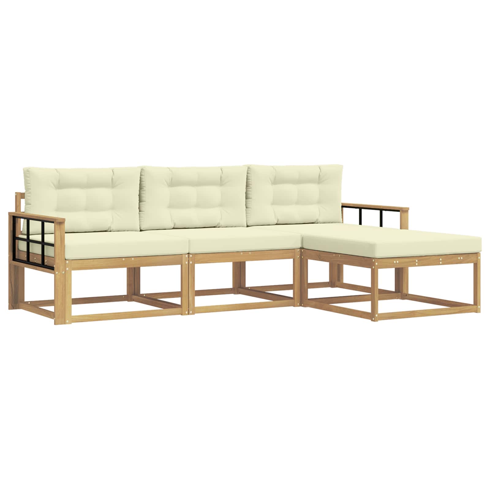 Set vanjskih sofa s jastukom 4 pcs Bijela i krem Poliester