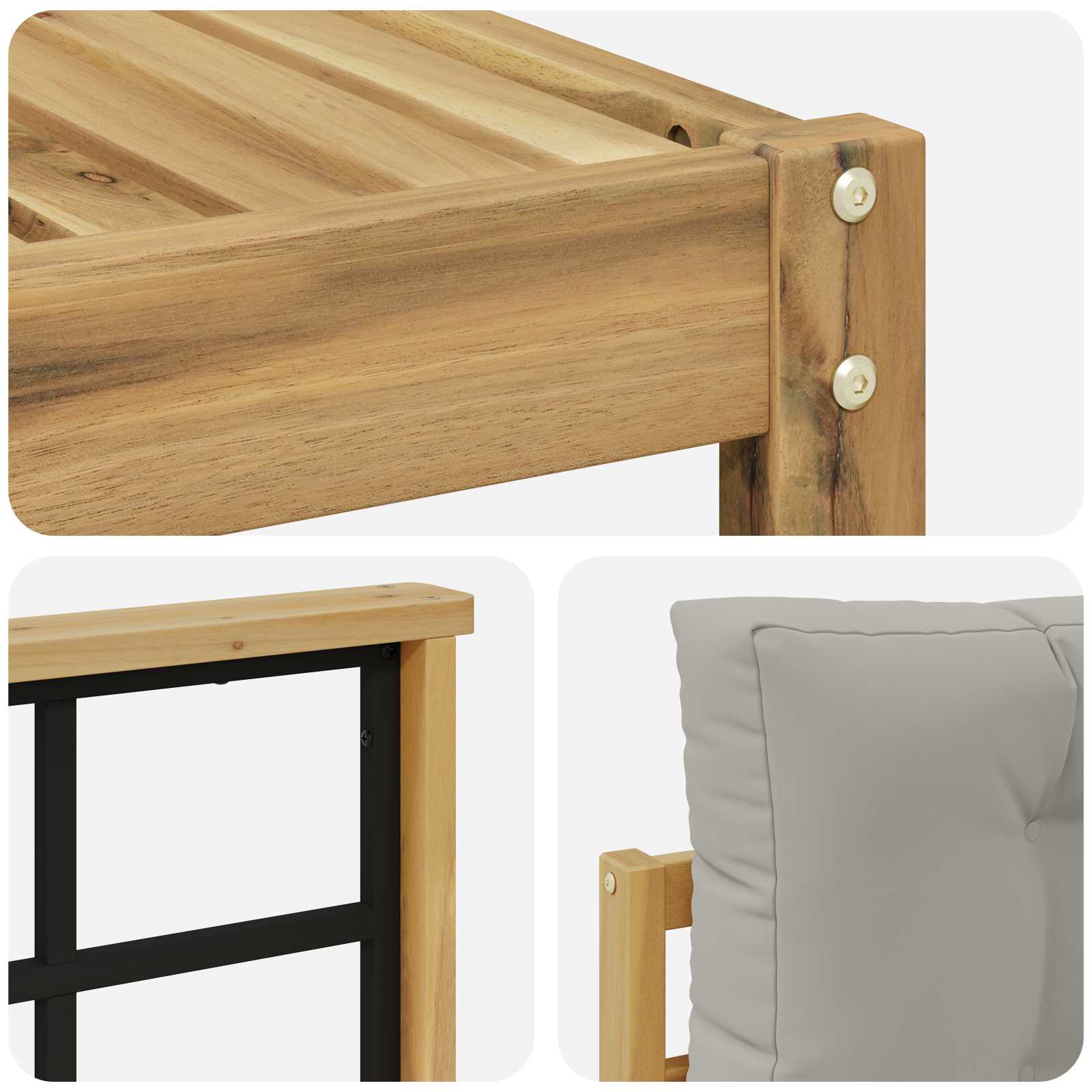 Set vanjskih sofa 4 kom. Bijela i svjetlosiva Poliester