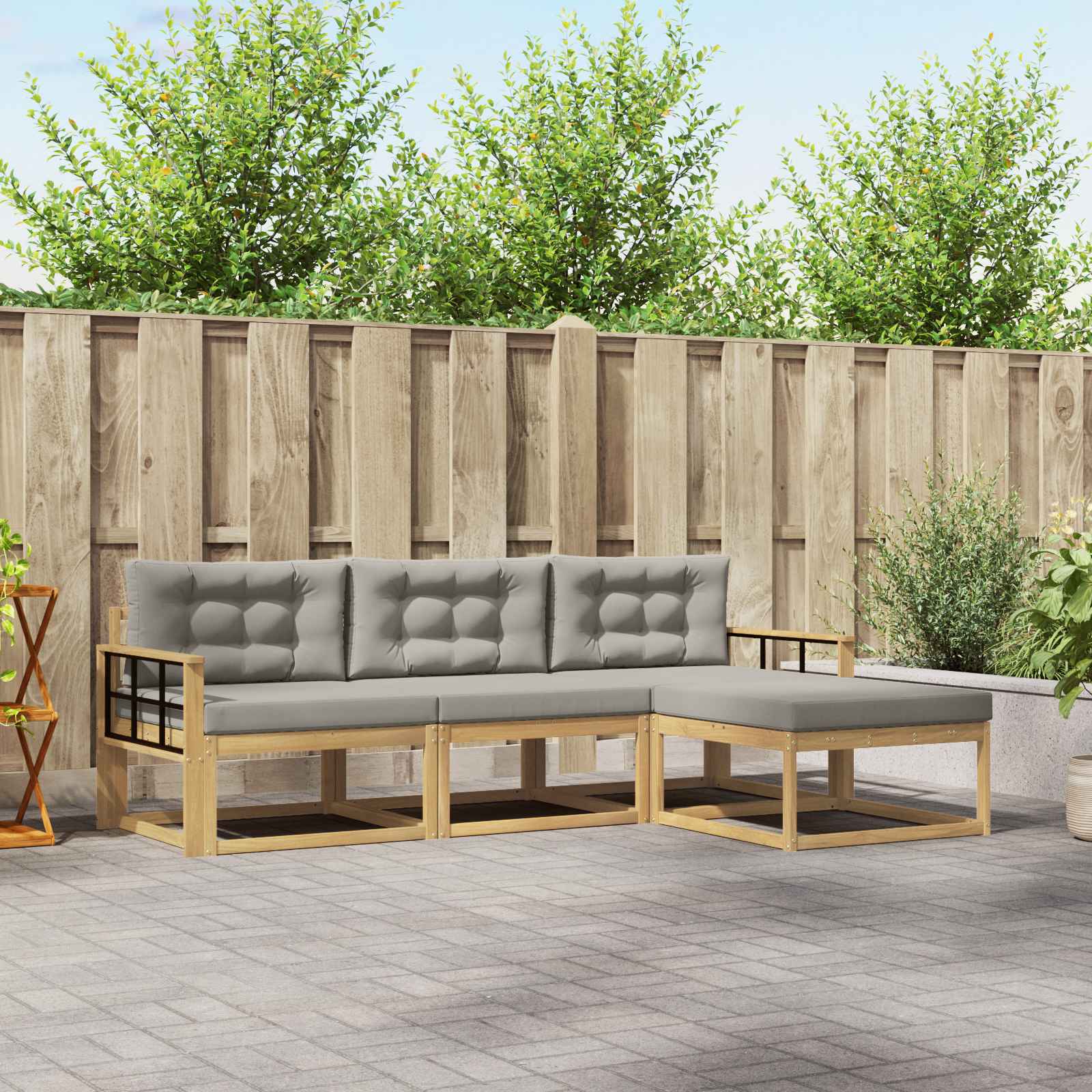 Set vanjskih sofa 4 kom. Bijela i svjetlosiva Poliester