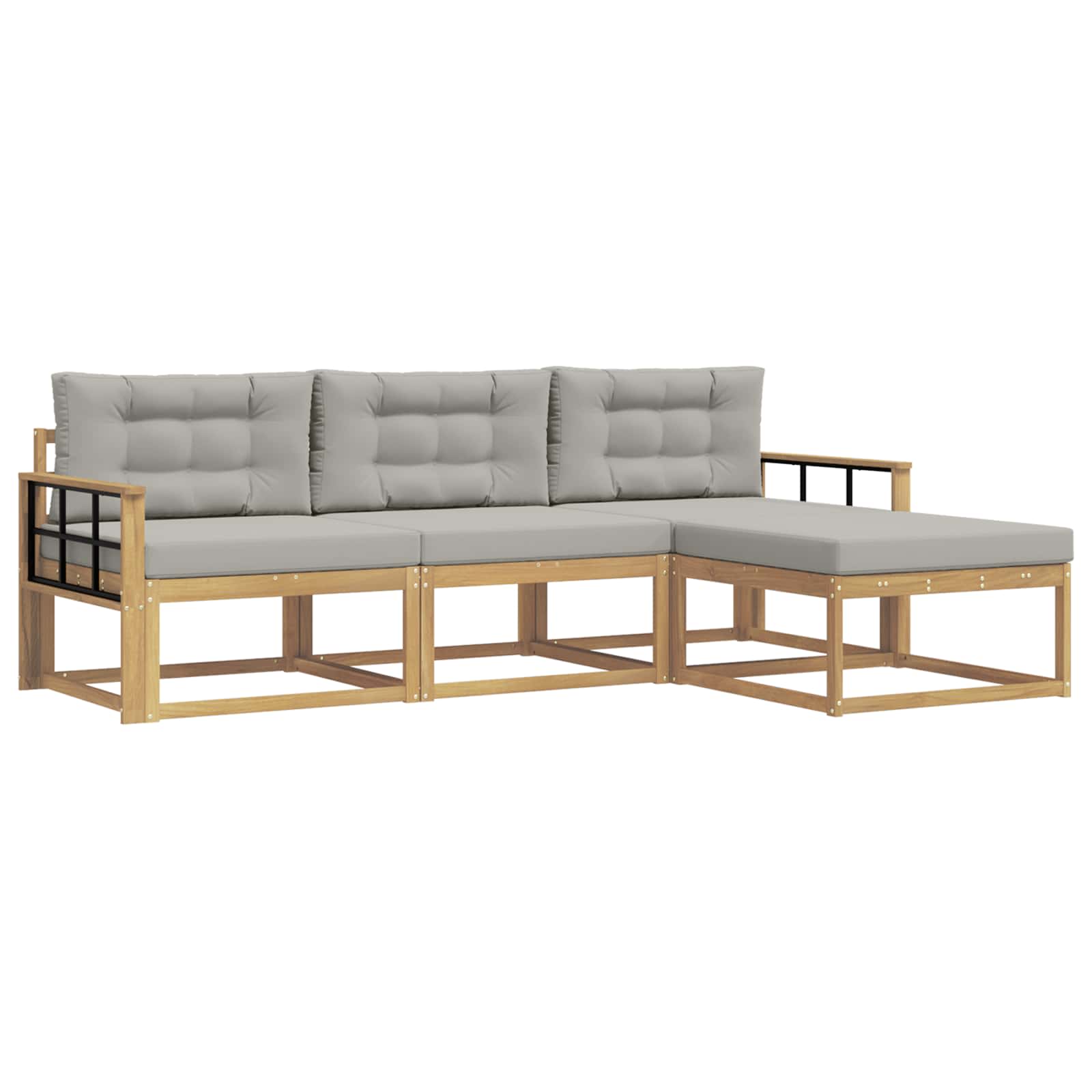 Set vanjskih sofa 4 kom. Bijela i svjetlosiva Poliester