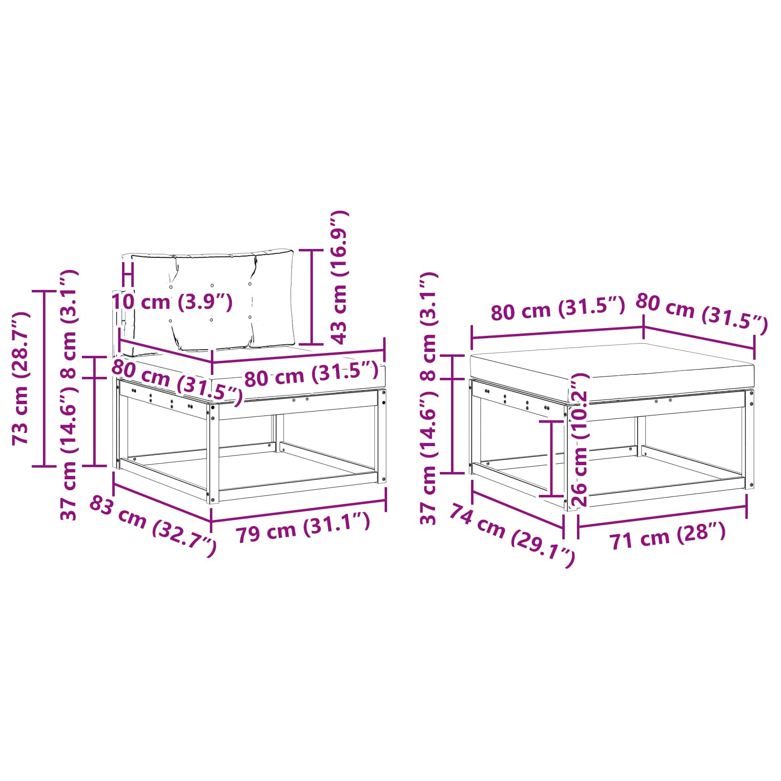 Set vanjskih sofa 4 kom. Bijela i svjetlosiva Poliester
