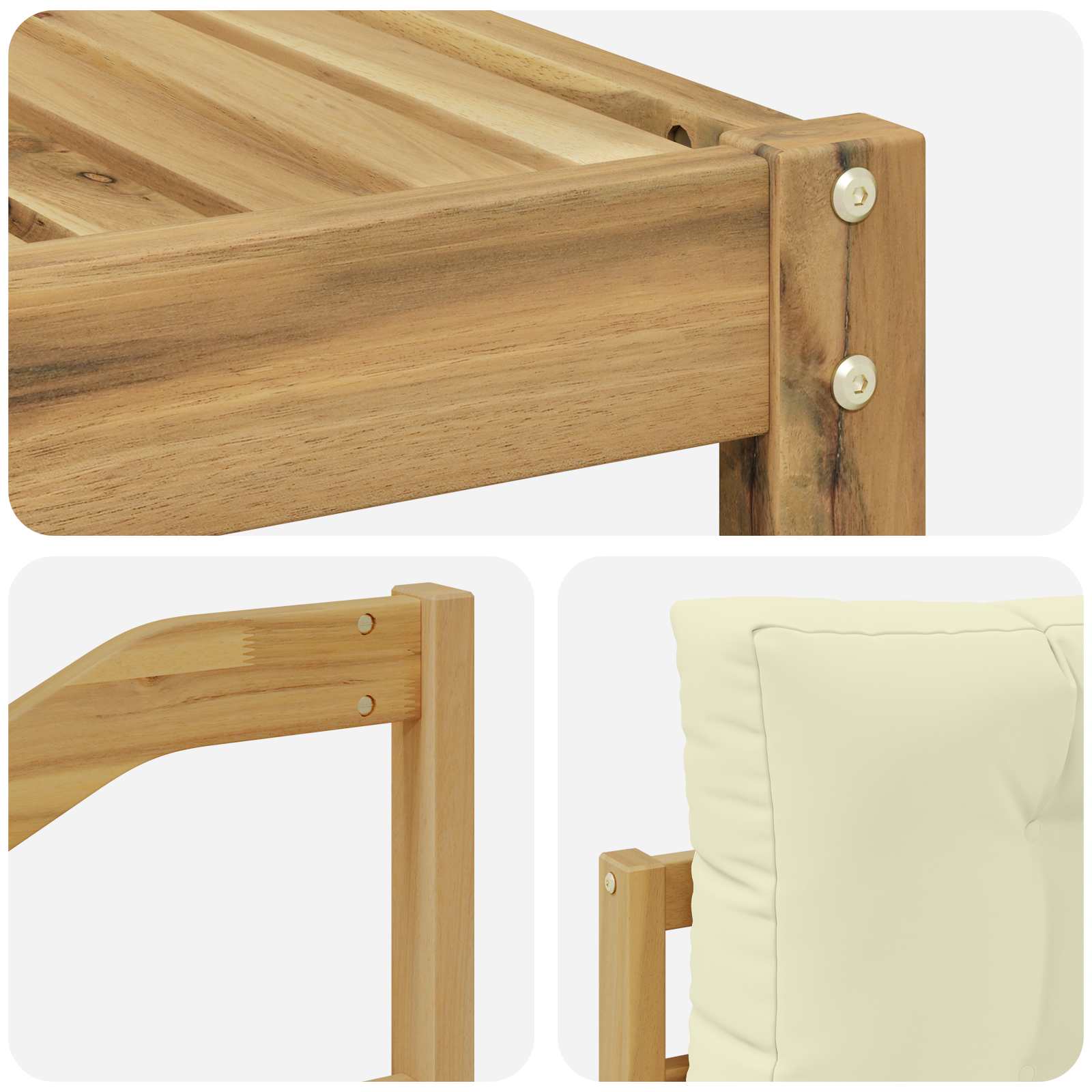 Set vanjskih sofa s jastukom 4 pcs Bijela i krem Poliester