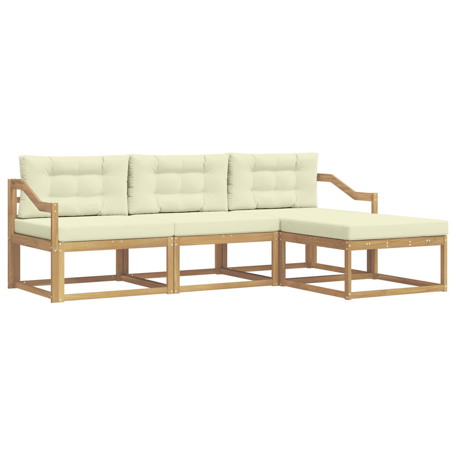 Set vanjskih sofa s jastukom 4 pcs Bijela i krem Poliester