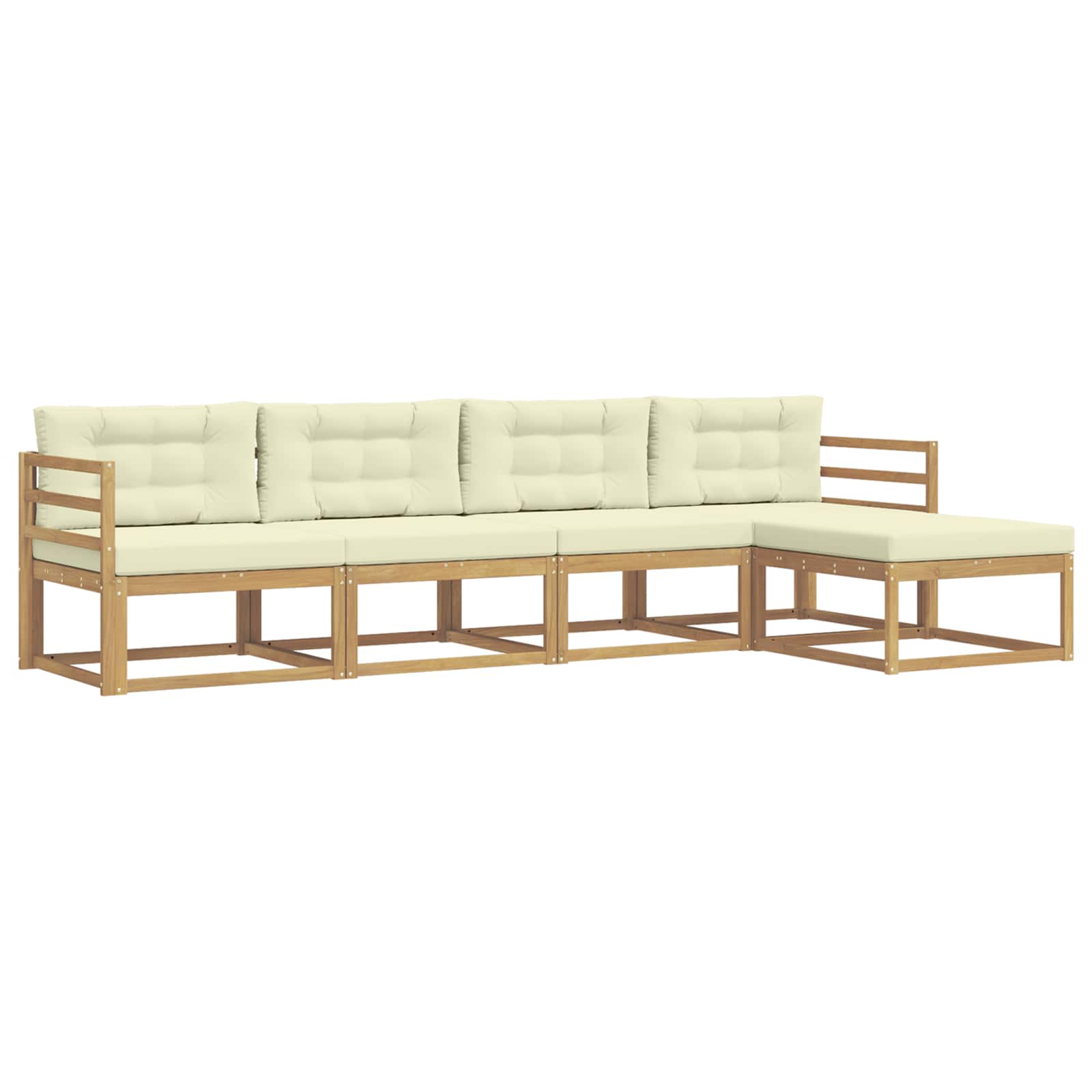 Set vanjskih sofa s jastukom 4 pcs Bijela i krem Poliester
