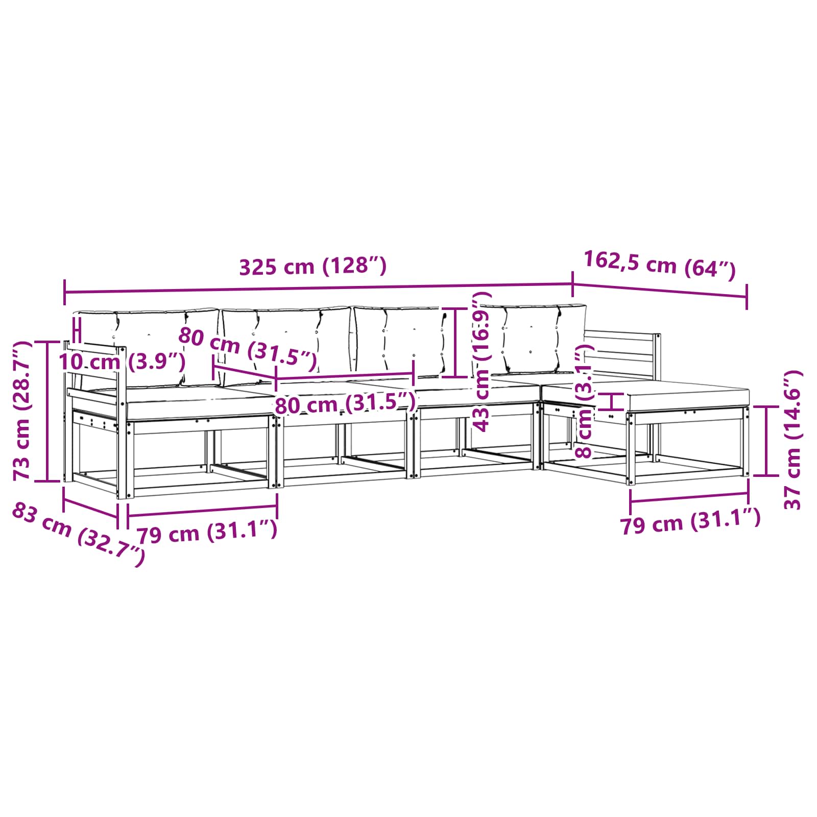 Set vanjskih sofa 4 pcs Bijela i svjetlosiva Poliester
