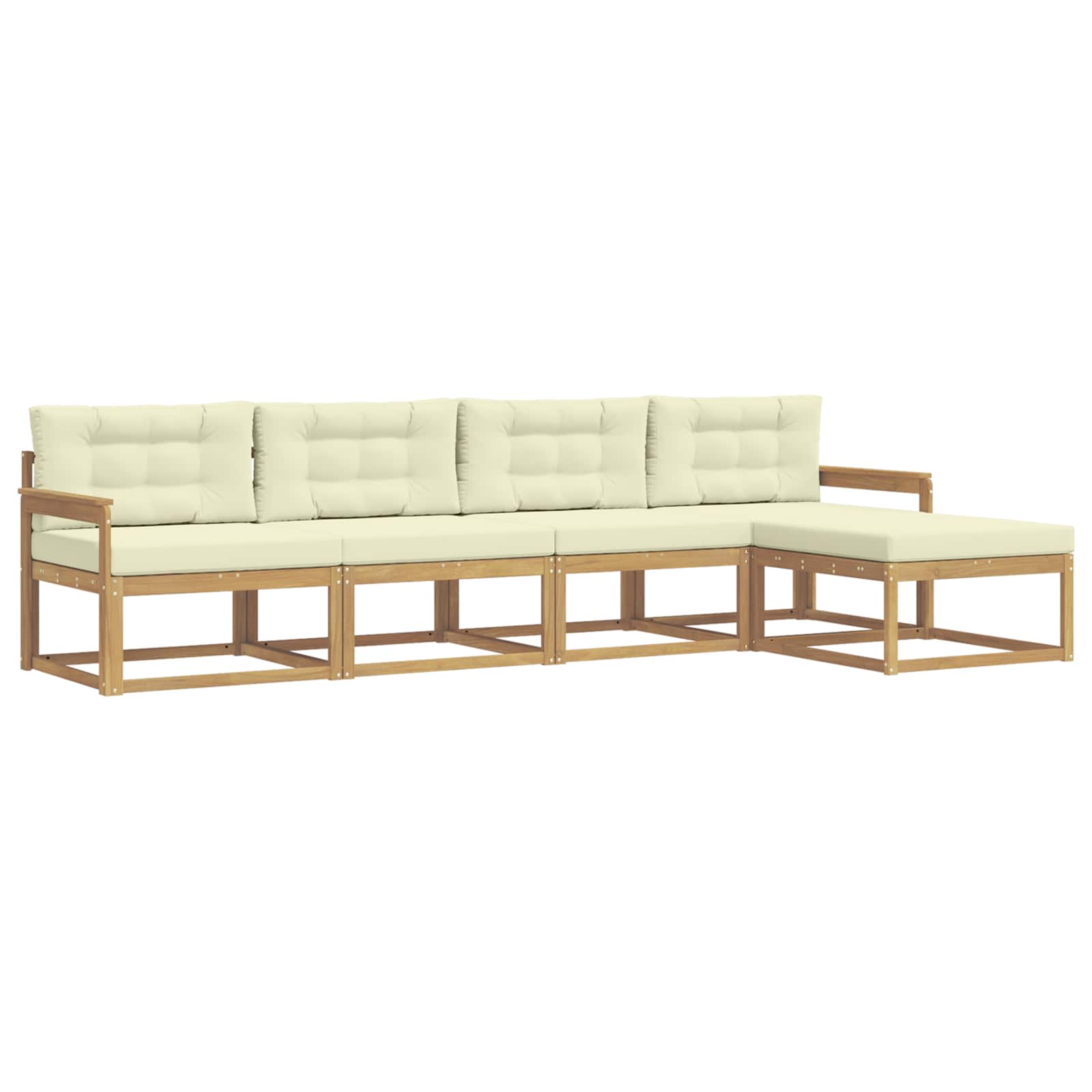 Set vanjskih sofa s jastukom 4 pcs Bijela i krem Poliester