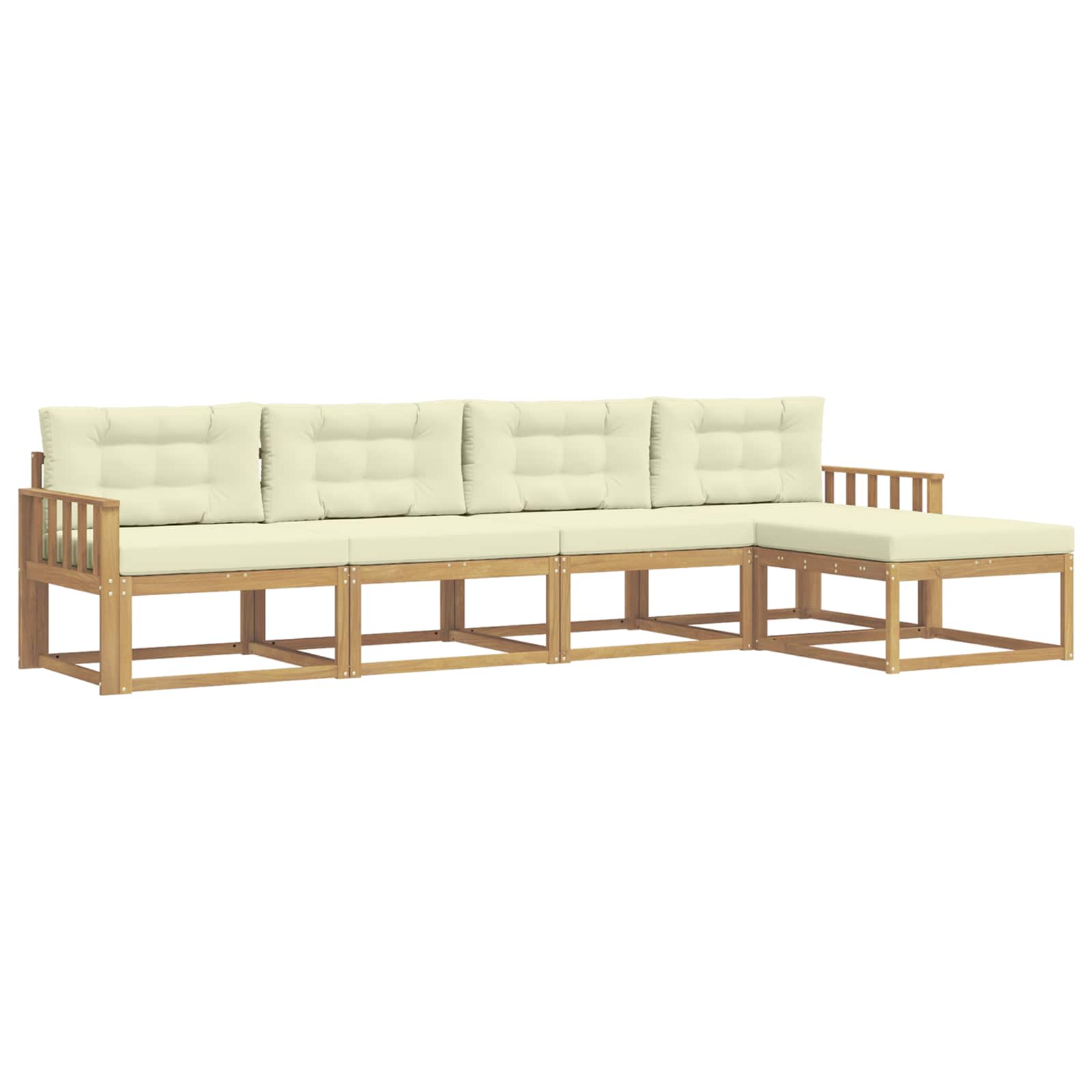 Set vanjskih sofa s jastukom 4 pcs Bijela i krem Poliester