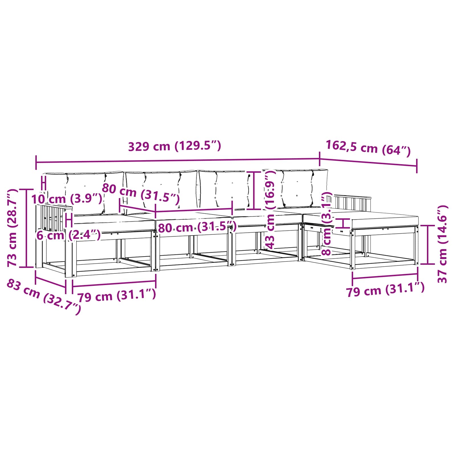 Set vanjskih sofa 4 pcs Bijela i svjetlosiva Poliester