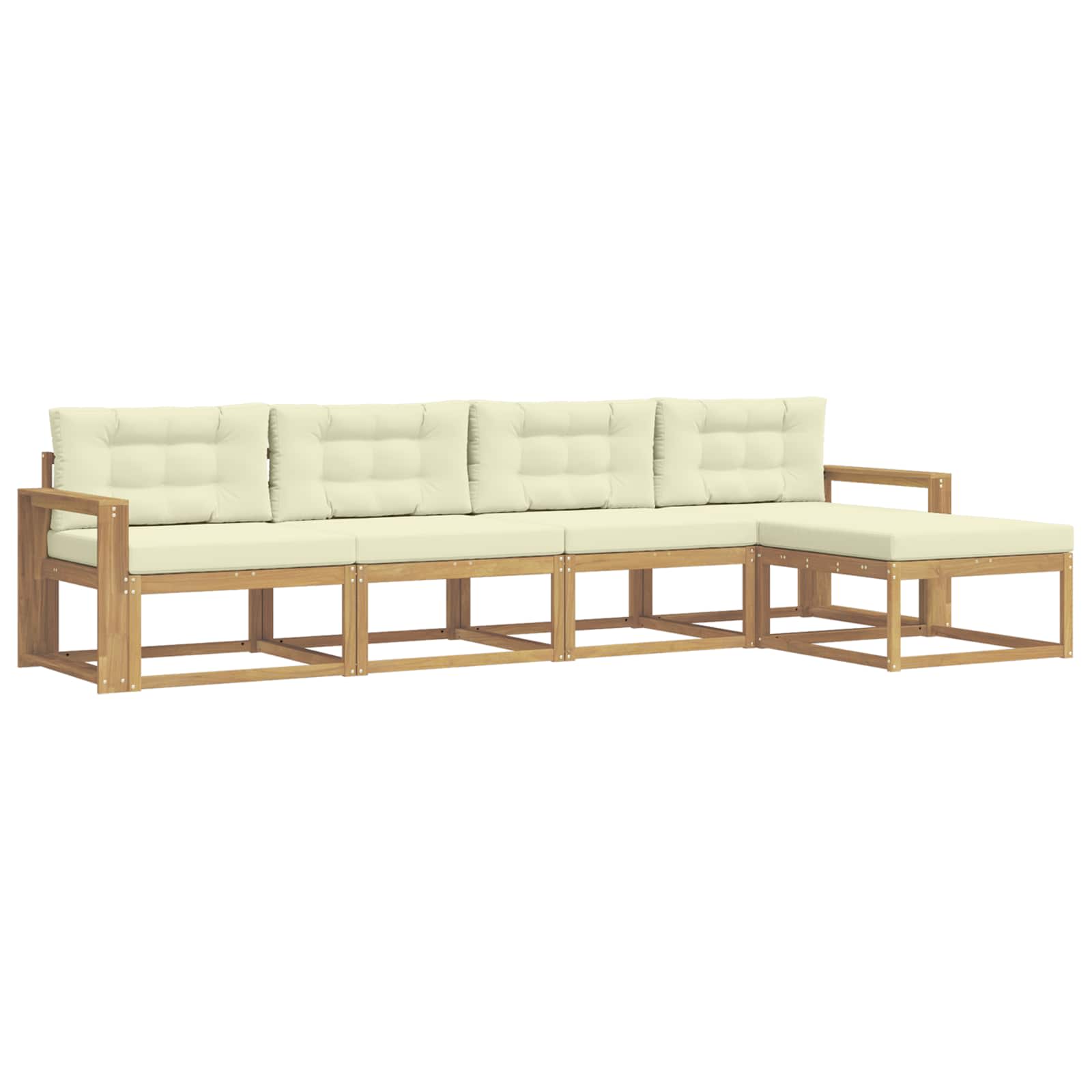 Set vanjskih sofa s jastukom 4 pcs Bijela i krem Poliester