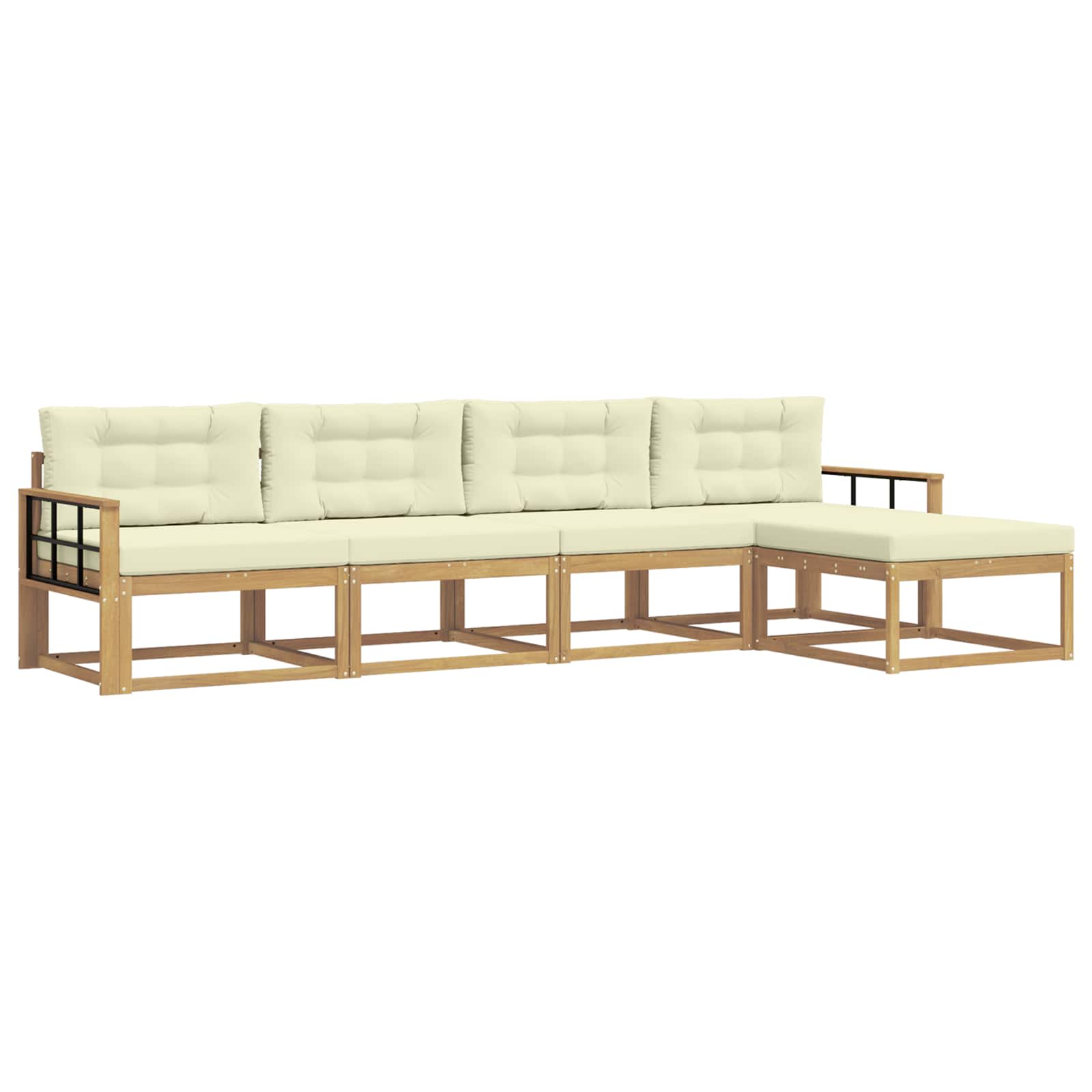 Set vanjskih sofa s jastukom 4 pcs Bijela i krem Poliester