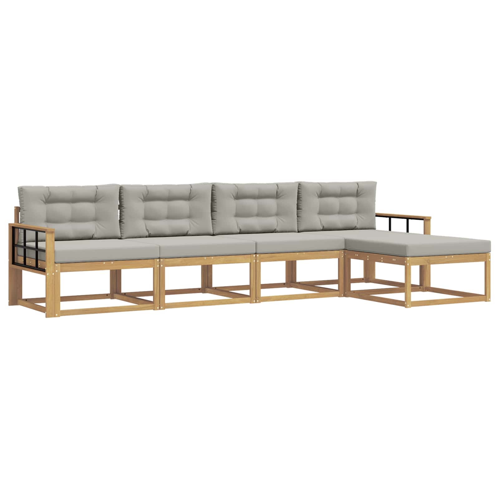 Set vanjskih sofa 4 pcs Bijela i svjetlosiva Poliester