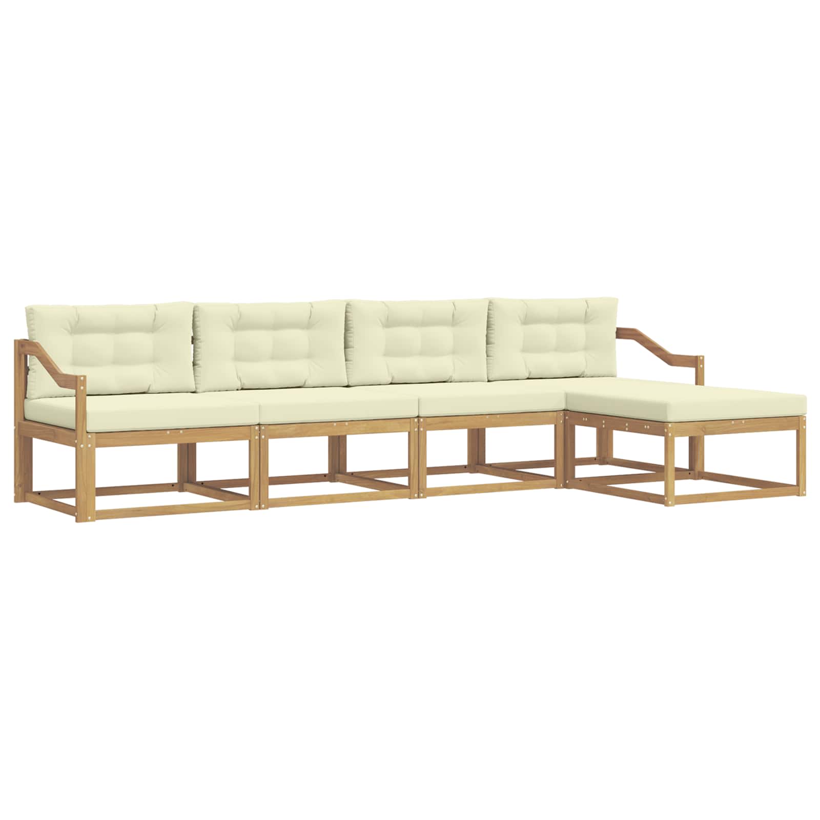 Set vanjskih sofa s jastukom 4 pcs Bijela i krem Poliester