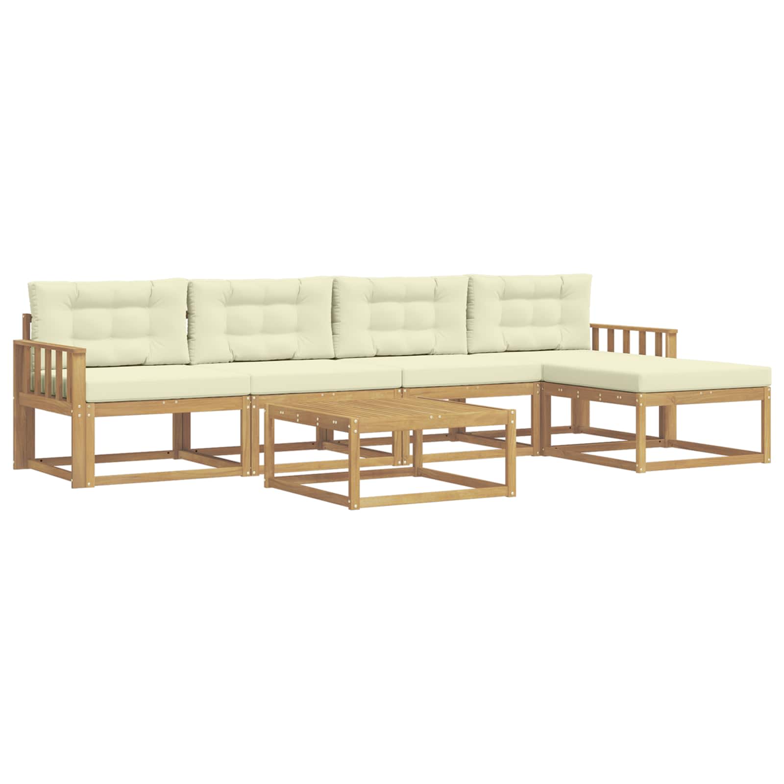 Set vanjskih sofa 6 pcs Bijela i krem 79 x 79 x 37 cm Poliester