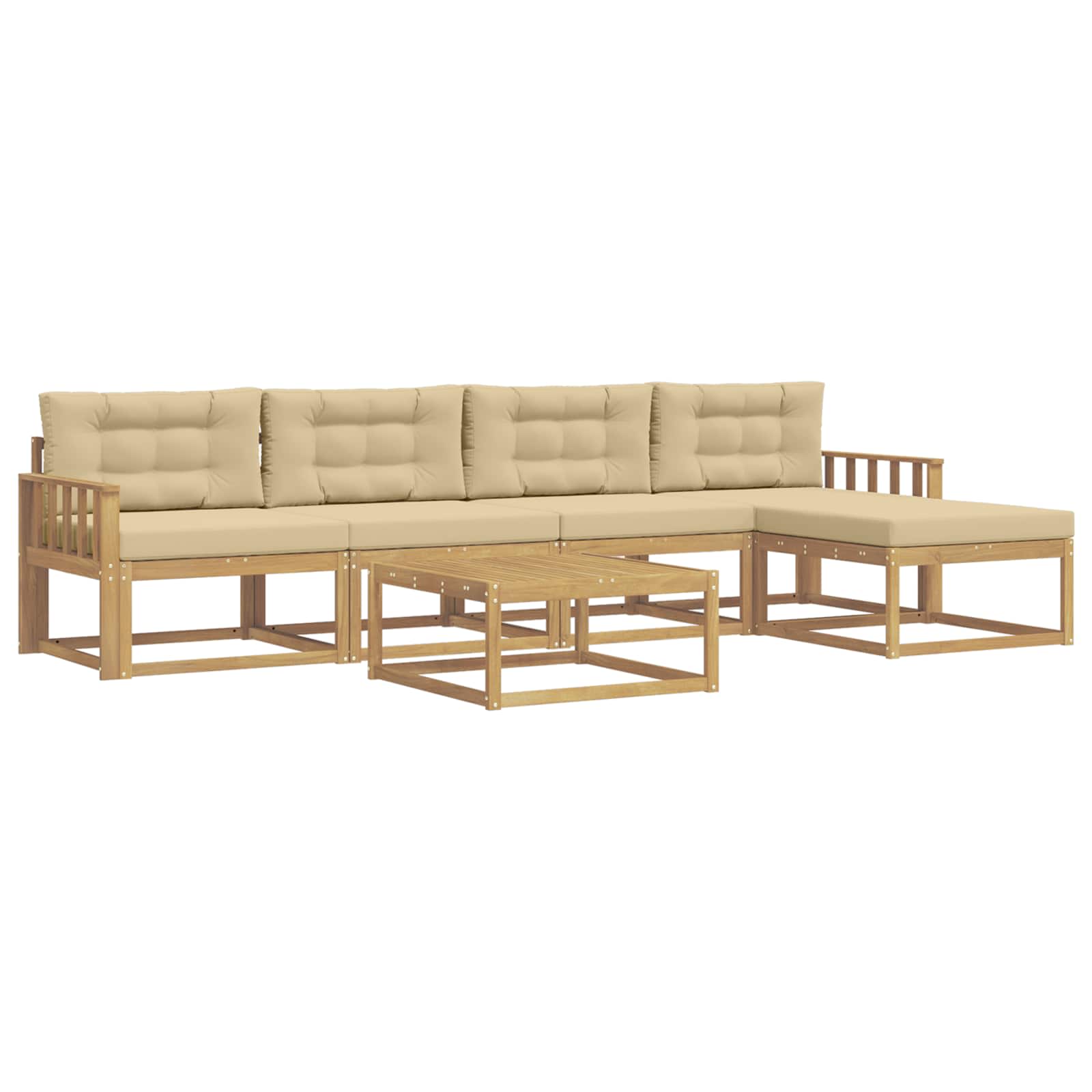 Set vanjskih sofa 6 pcs Bijela i bež 79 x 79 x 37 cm Poliester