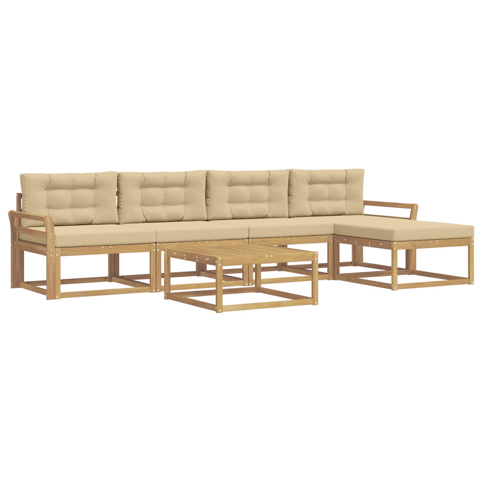 Set vanjskih sofa 6 pcs Bijela i bež 79 x 79 x 37 cm Poliester