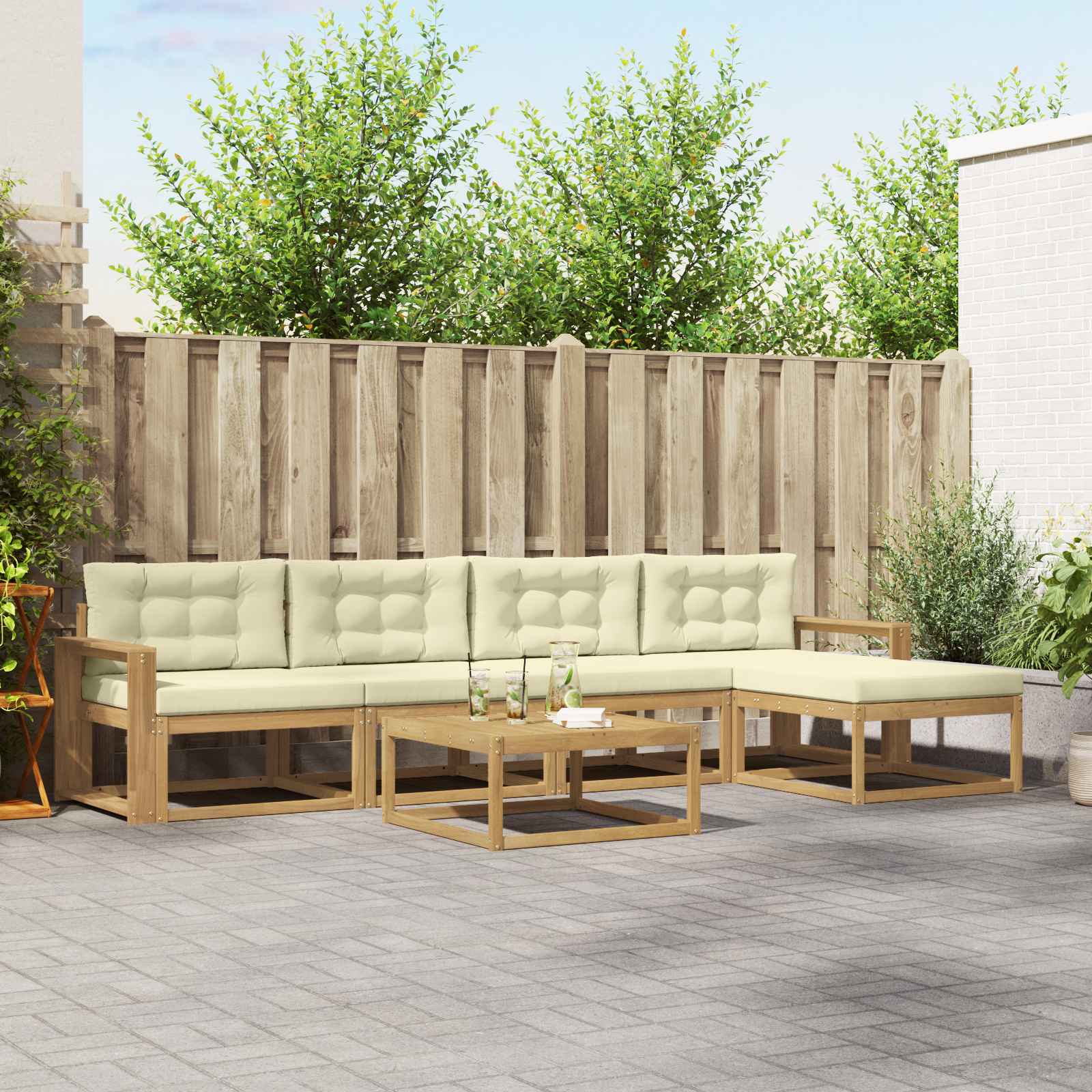 Set vanjskih sofa 6 kom. Bijela i krem Poliester