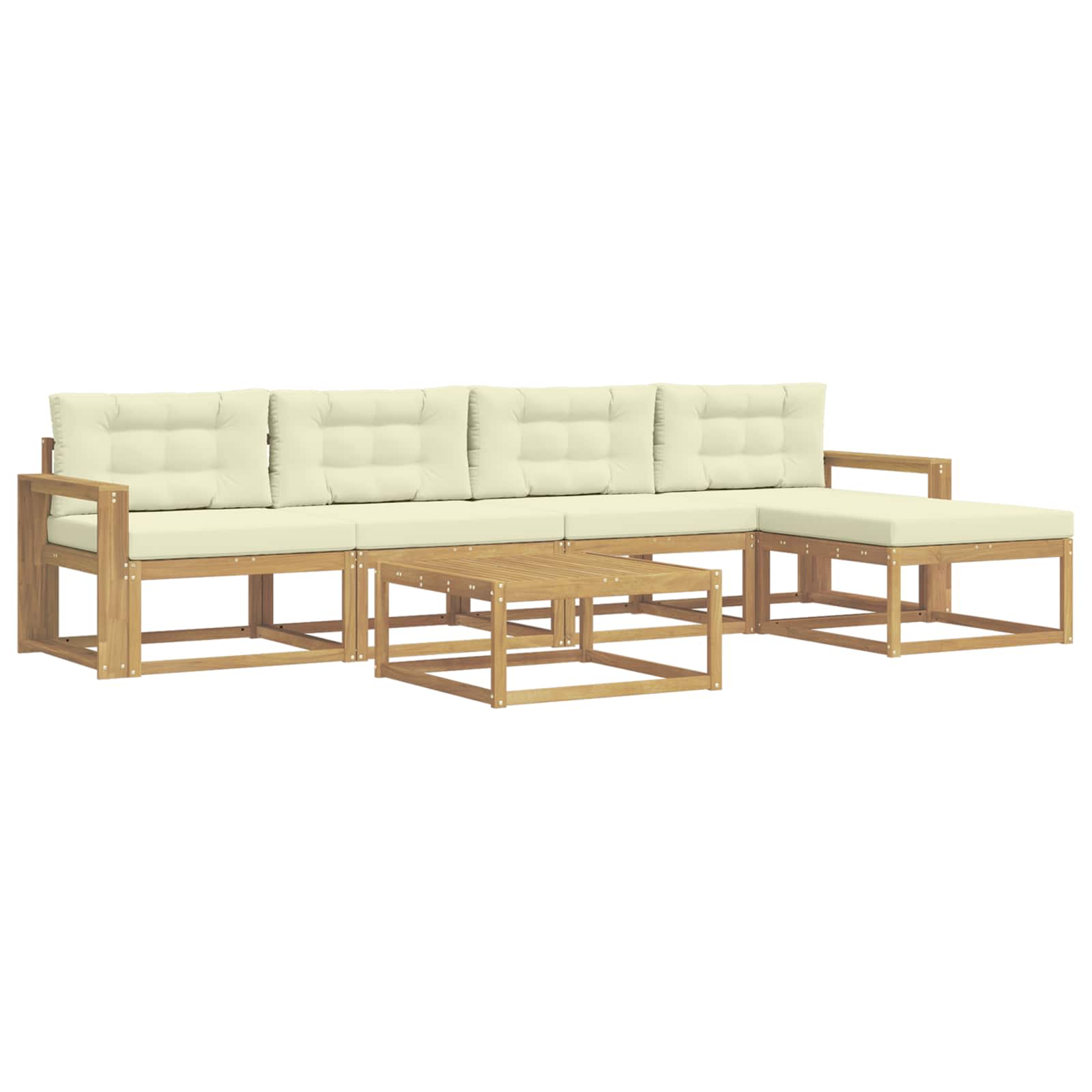 Set vanjskih sofa 6 kom. Bijela i krem Poliester