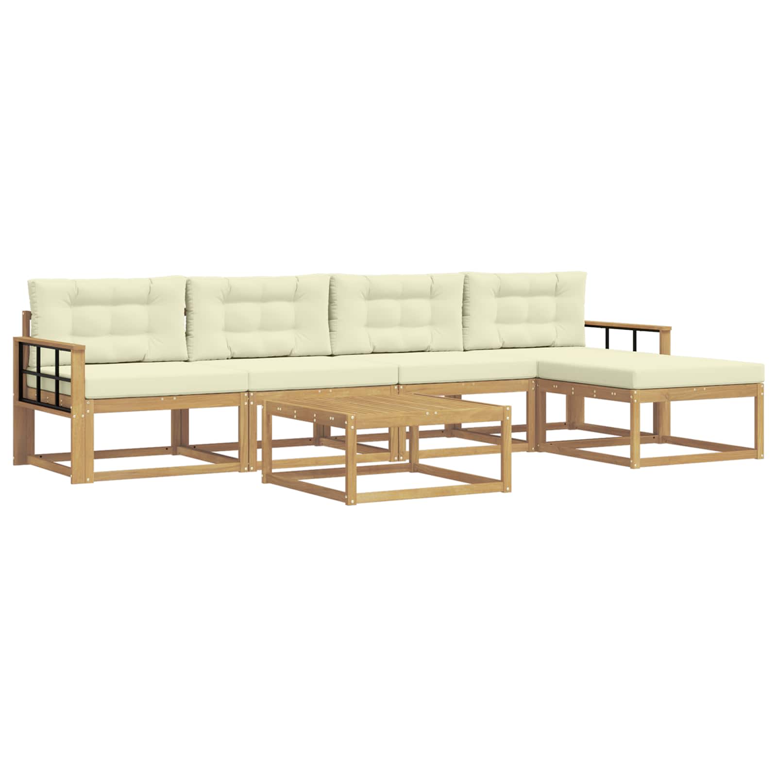 Set vanjskih sofa 6 pcs Bijela i krem 79 x 79 x 37 cm Poliester