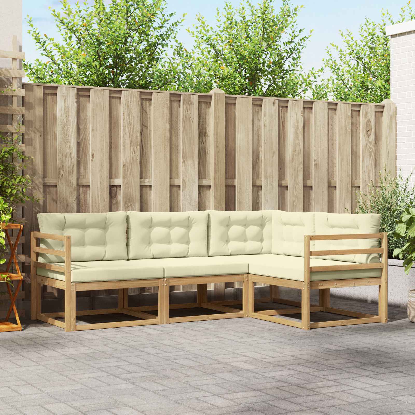Set vanjskih sofa s jastukom 3 pcs Bijela i krem Poliester