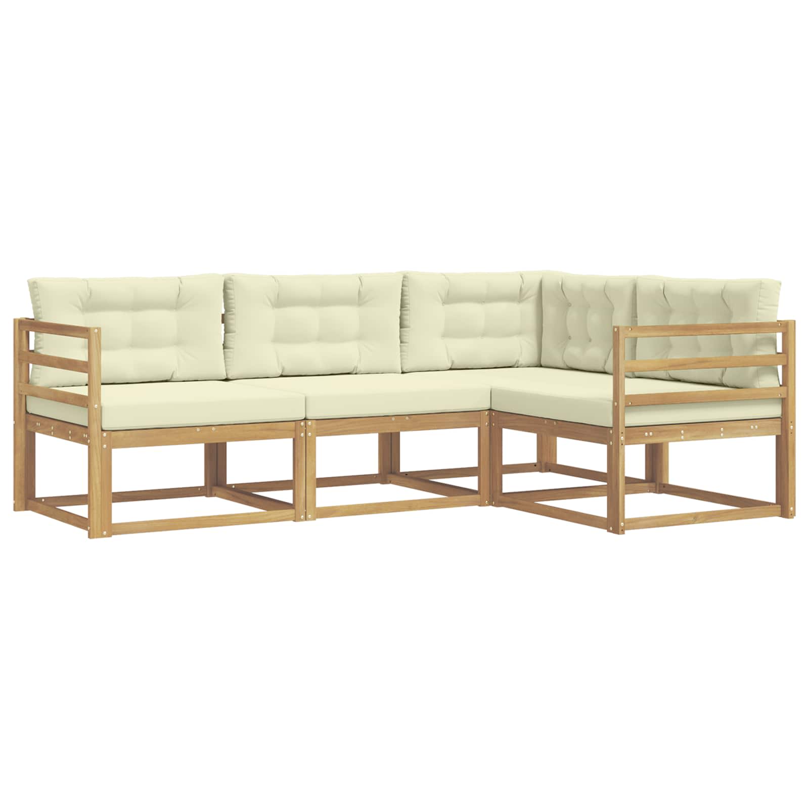 Set vanjskih sofa s jastukom 3 pcs Bijela i krem Poliester