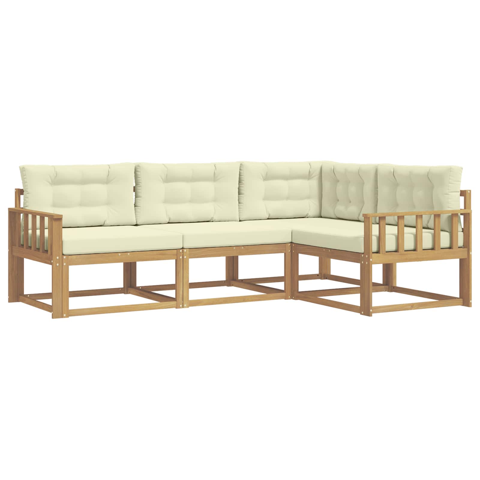 Set vanjskih sofa s jastukom 3 pcs Bijela i krem Poliester