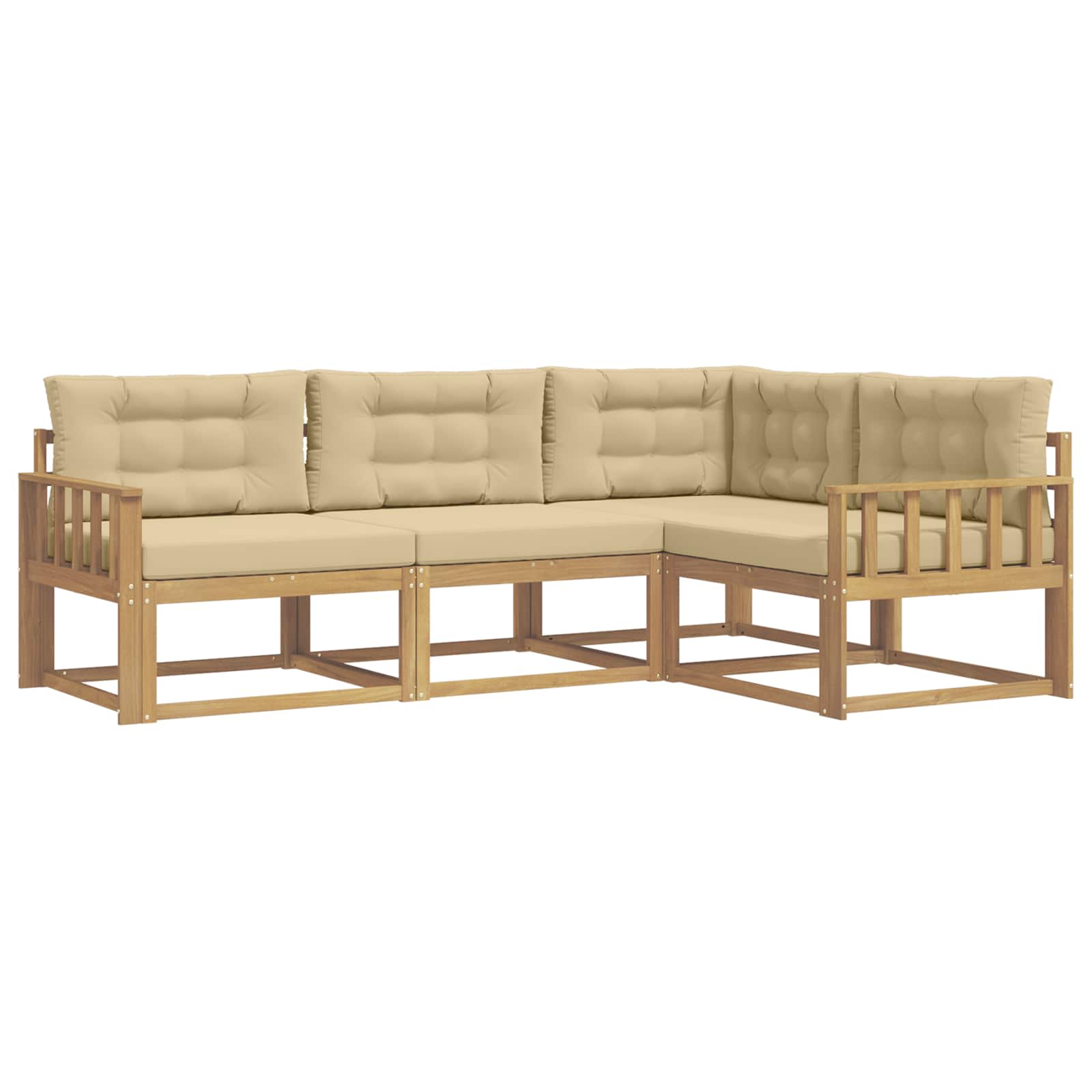 Set vanjskih sofa s jastukom 3 pcs Bijela i bež Poliester