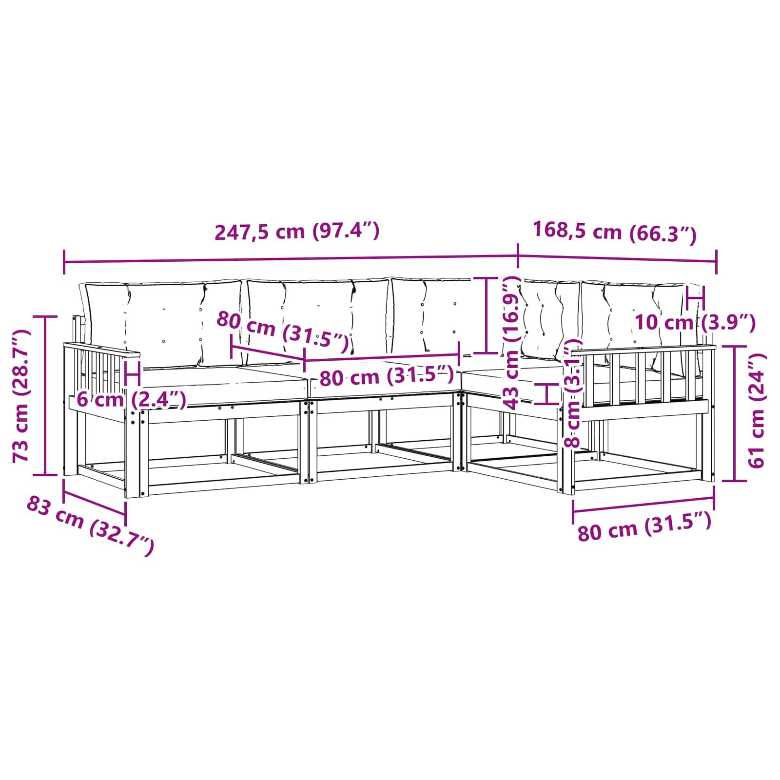 Set vanjskih sofa s jastukom 3 pcs Bijela i bež Poliester