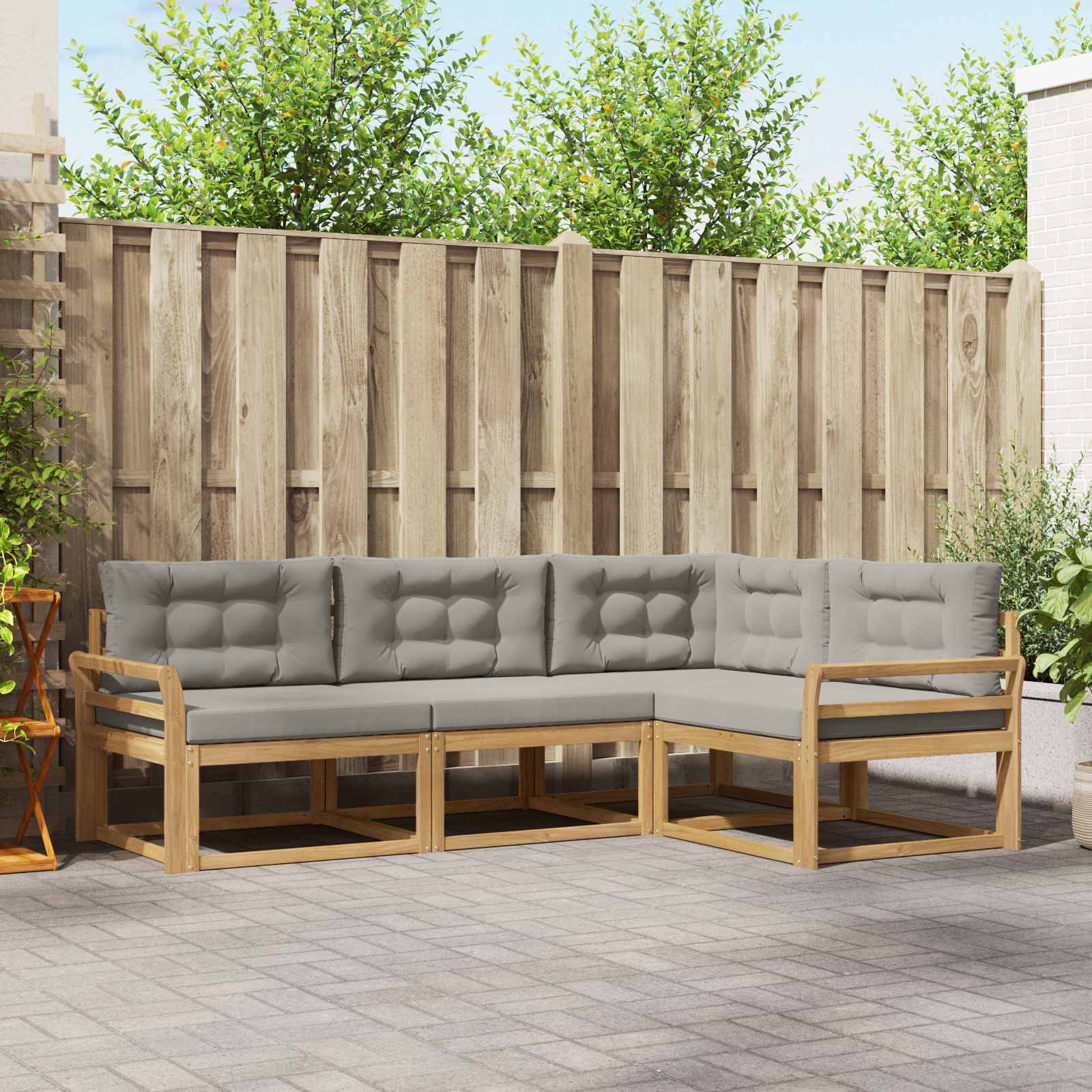 Set vanjskih sofa 3 pcs Bijela i svjetlosiva Poliester