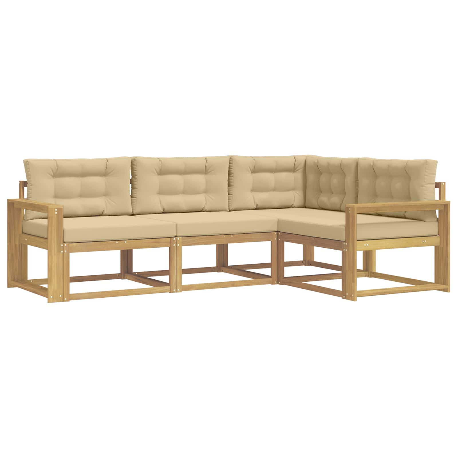 Set vanjskih sofa s jastukom 3 pcs Bijela i bež Poliester