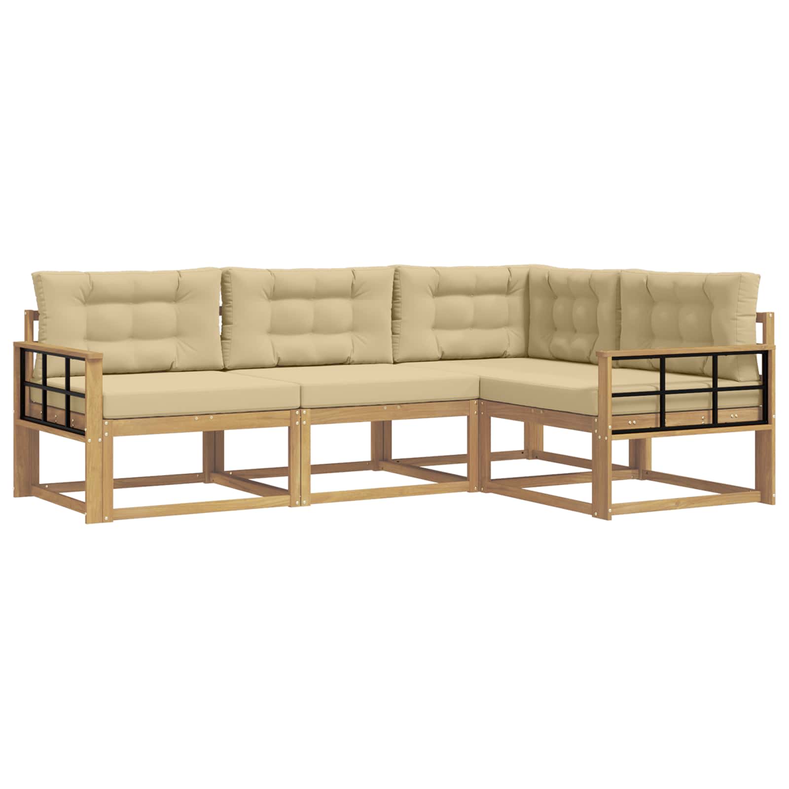 Set vanjskih sofa s jastukom 3 pcs Bijela i bež Poliester