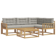 Set vanjskih sofa 5 kom. Bijela i svjetlosiva Poliester