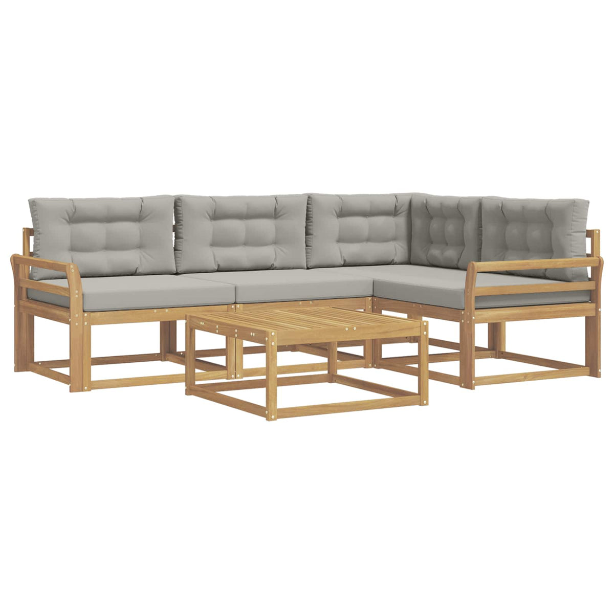 Set vanjskih sofa 5 kom. Bijela i svjetlosiva Poliester