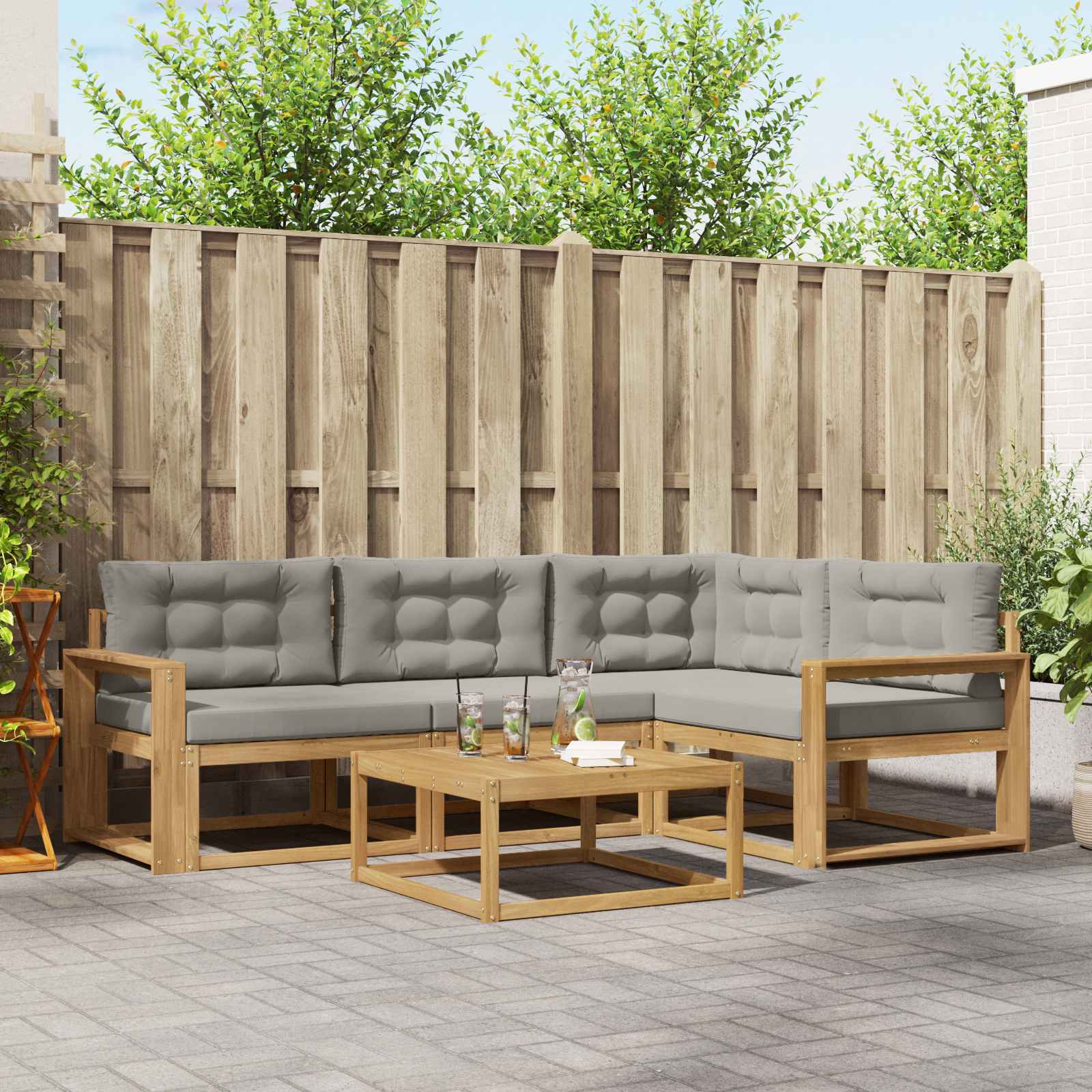 Set vanjskih sofa 5 pcs Bijela i svjetlosiva 79 x 79 x 37 cm