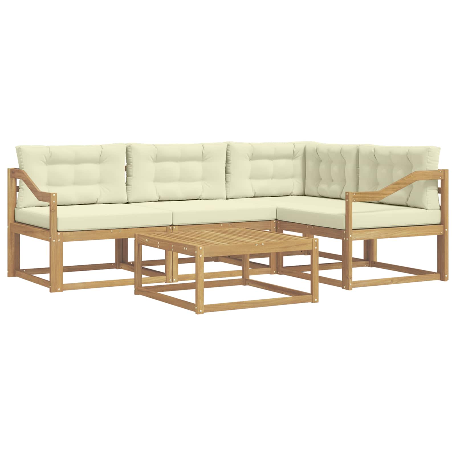 Set vanjskih sofa 5 pcs Bijela i krem 79 x 79 x 37 cm Poliester