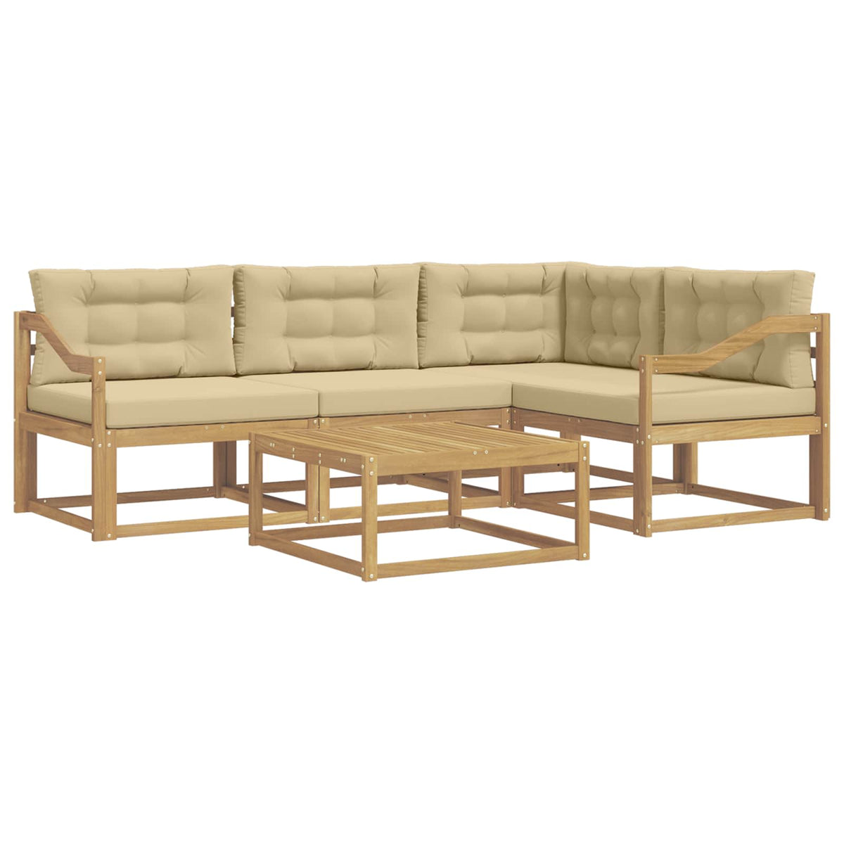 Set vanjskih sofa 5 kom. Bijela i bež Poliester