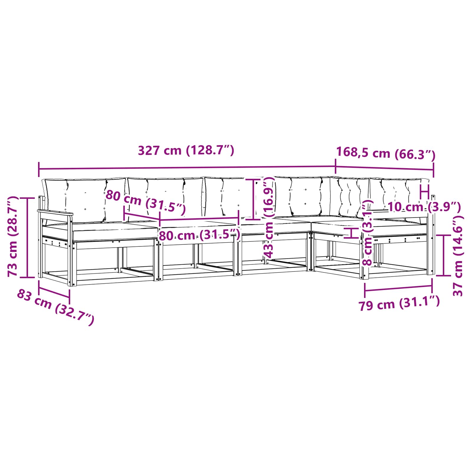 Set vanjskih sofa s jastukom 4 pcs Bijela i krem Poliester
