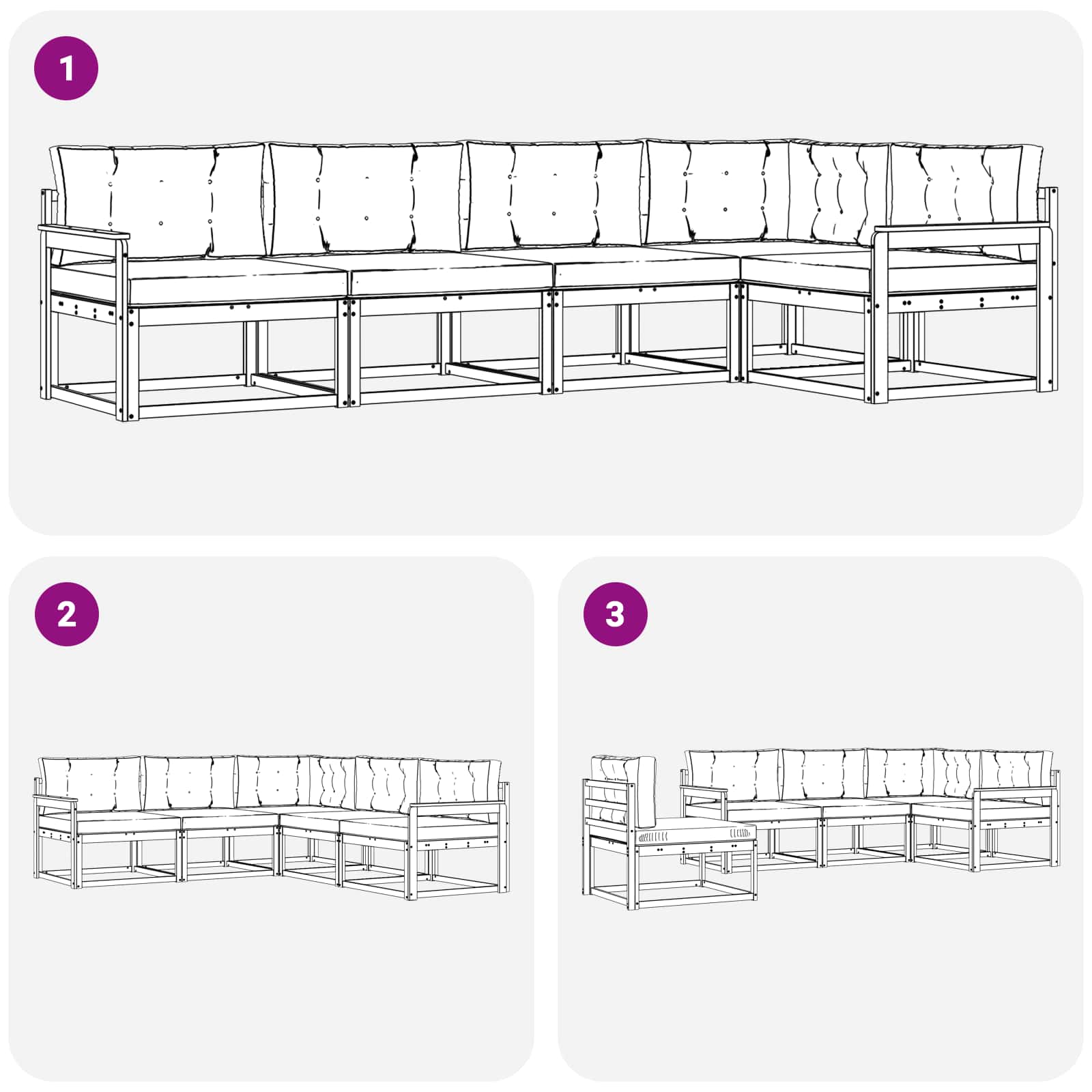 Set vanjskih sofa 4 pcs Bijela i svjetlosiva Poliester