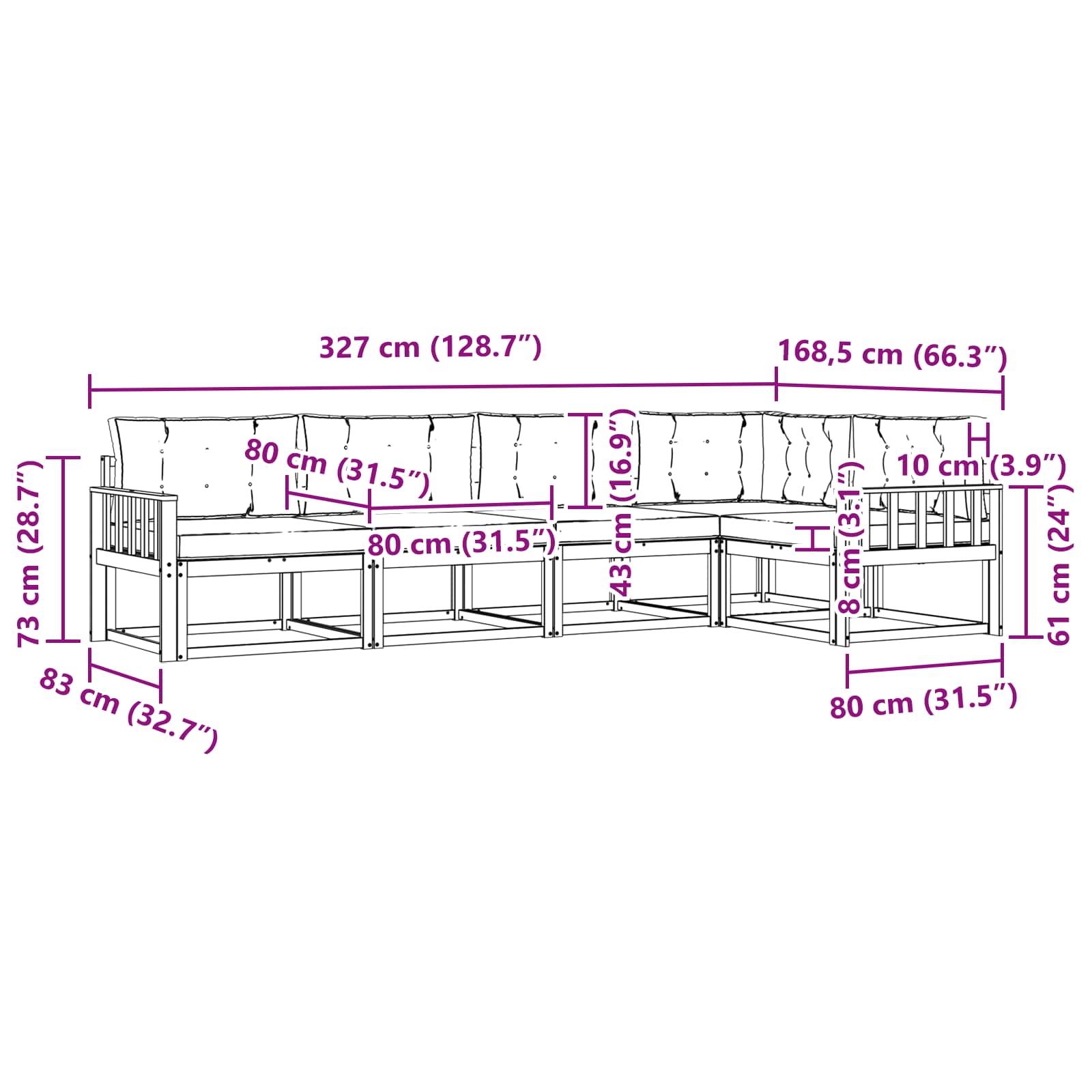 Set vanjskih sofa s jastukom 4 pcs Bijela i antracit Poliester