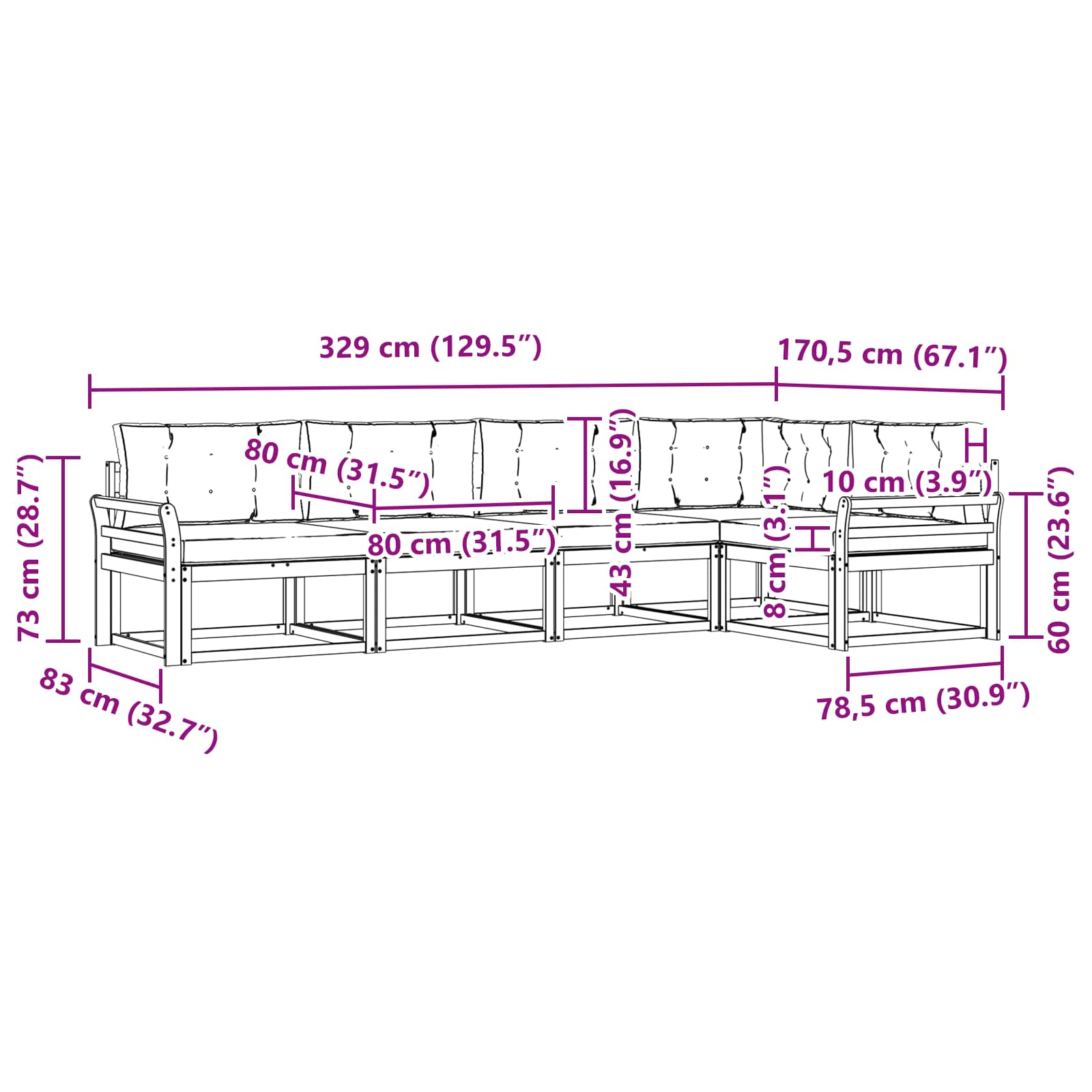 Set vanjskih sofa s jastukom 4 pcs Bijela i krem Poliester