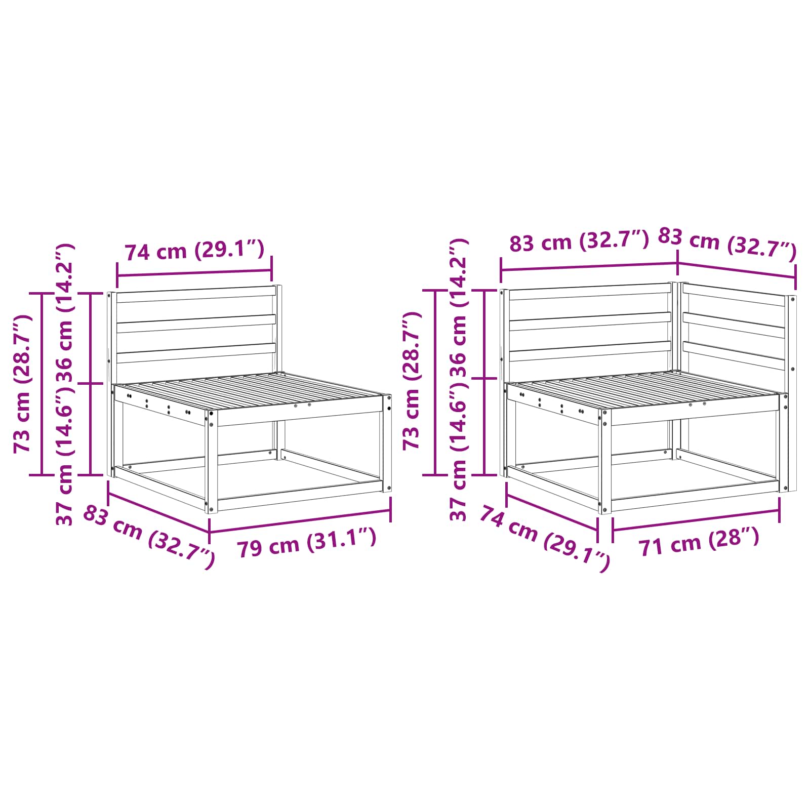 Set vanjskih sofa 5 pcs Bijela Čvrsto drvo akacije