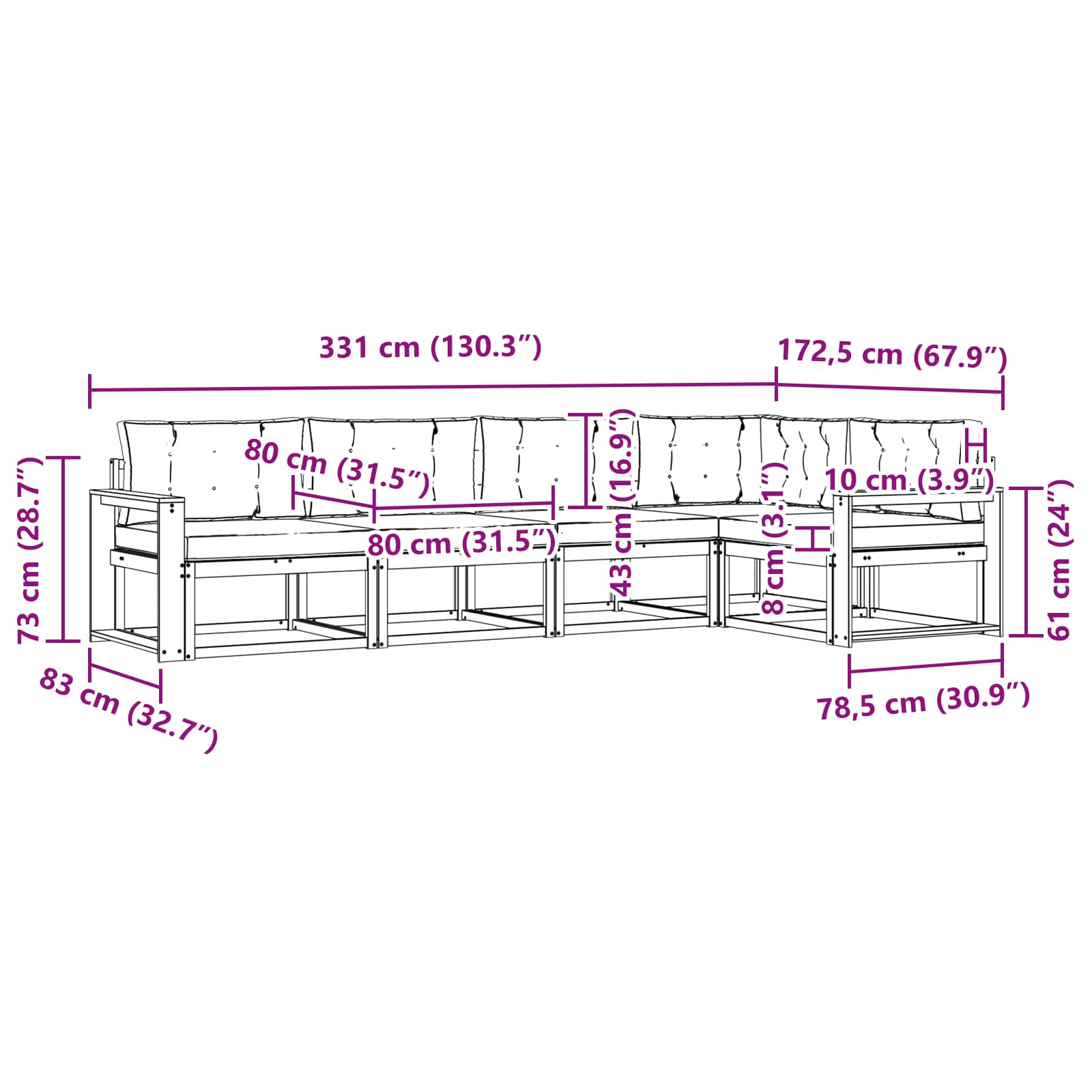 Set vanjskih sofa s jastukom 4 pcs Bijela i antracit Poliester
