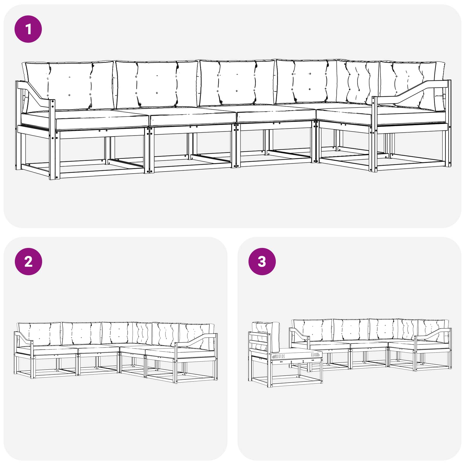 Set vanjskih sofa 4 pcs Bijela i svjetlosiva Poliester